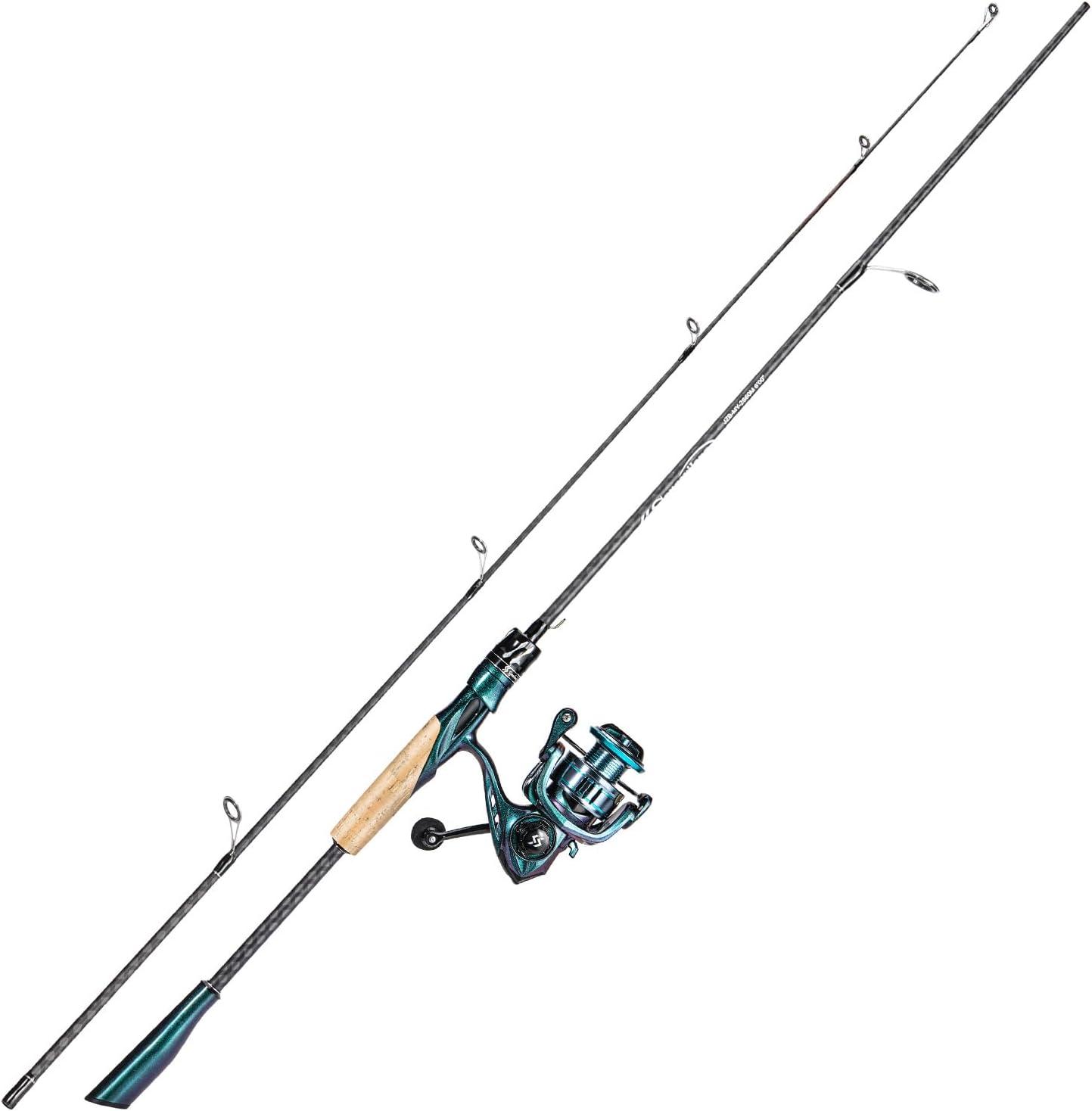 image:imageSouagyilang Chameleon Paint Spinning Fishing Rod Reel Combos2Section 59Ft Light Weight Spinner Rod with Powerful Fishing Gear for Freshwater Saltwater Present for Anglers59ft