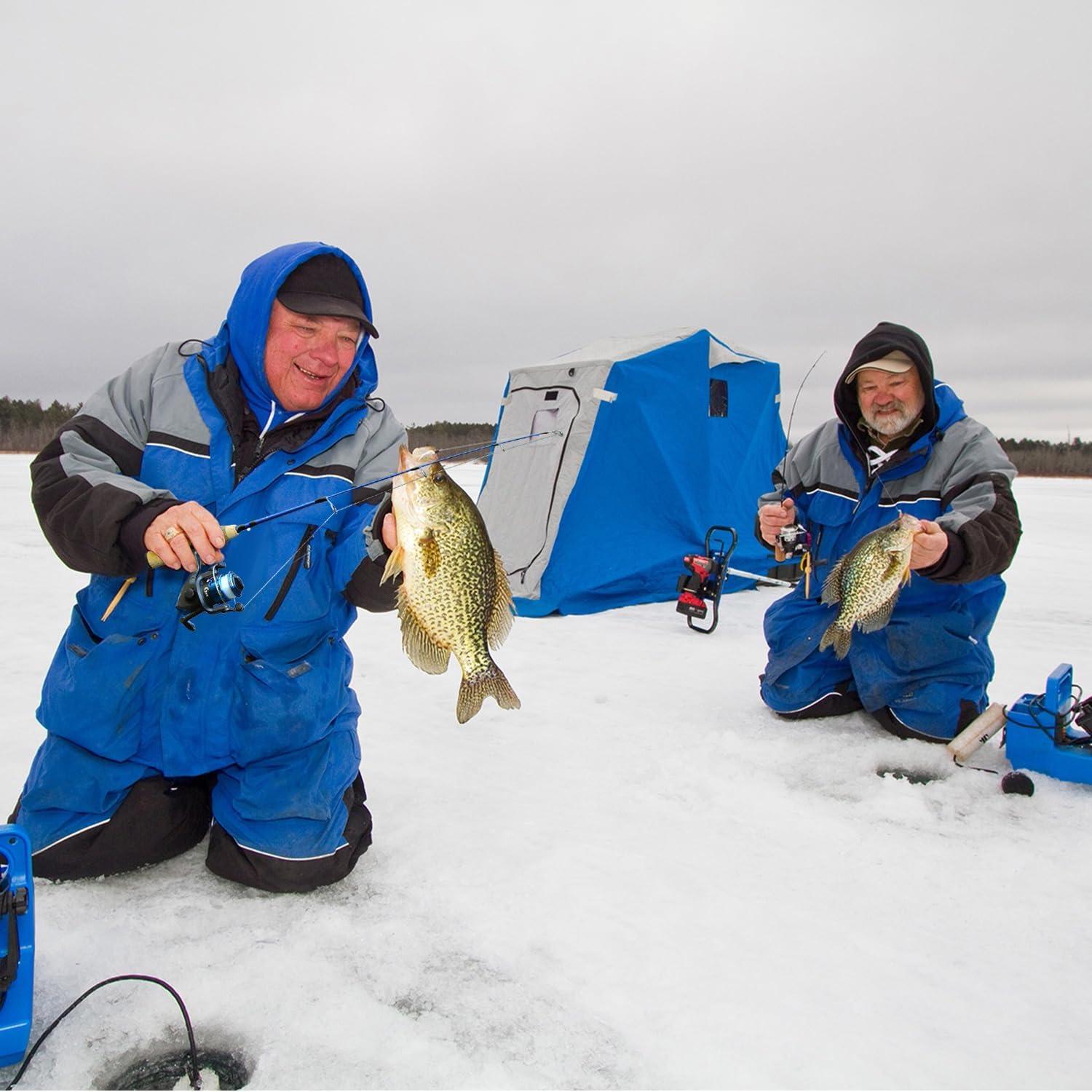 image:imageSougayilang 2Piece Spinning Ice Fishing Combo Medium Power Carbon Fiber Rod Blue 48 lb Line Tackle Box Included For Walleye Trout Perch