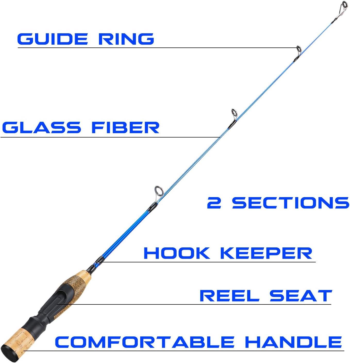 image:imageSougayilang 2Piece Spinning Ice Fishing Combo Medium Power Carbon Fiber Rod Blue 48 lb Line Tackle Box Included For Walleye Trout Perch