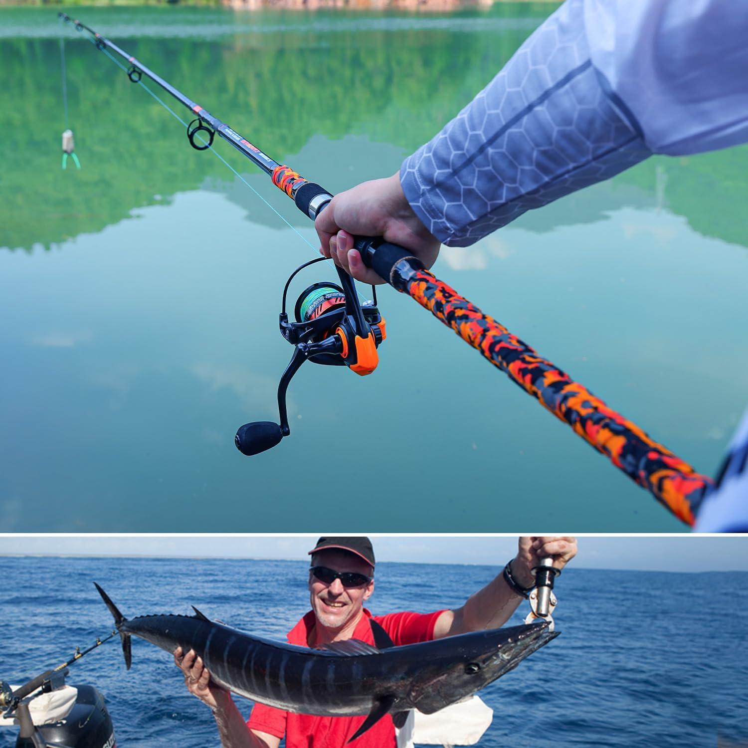 image:imageSougayilang 3 Piece Surf Fishing Rod Combo MediumHeavy Travel Spinning Rod with 5000 Size Reel Baitfeeder Combo91011orange