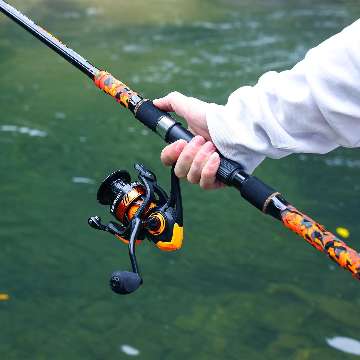 image:imageSougayilang 3 Piece Surf Fishing Rod Combo MediumHeavy Travel Spinning Rod with 5000 Size Reel Baitfeeder Combo91011orange