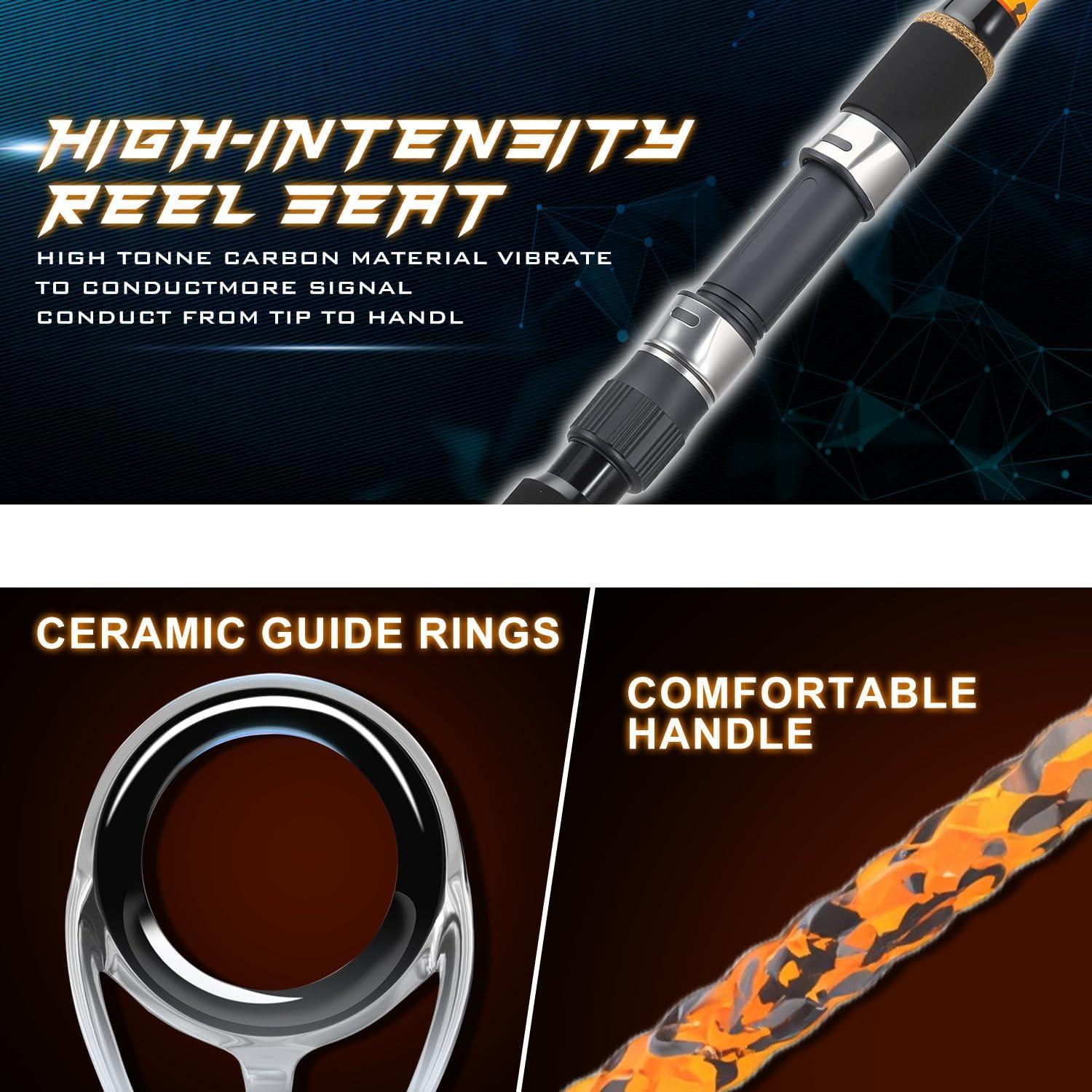 image:imageSougayilang 3 Piece Surf Fishing Rod Combo MediumHeavy Travel Spinning Rod with 5000 Size Reel Baitfeeder Combo91011orange