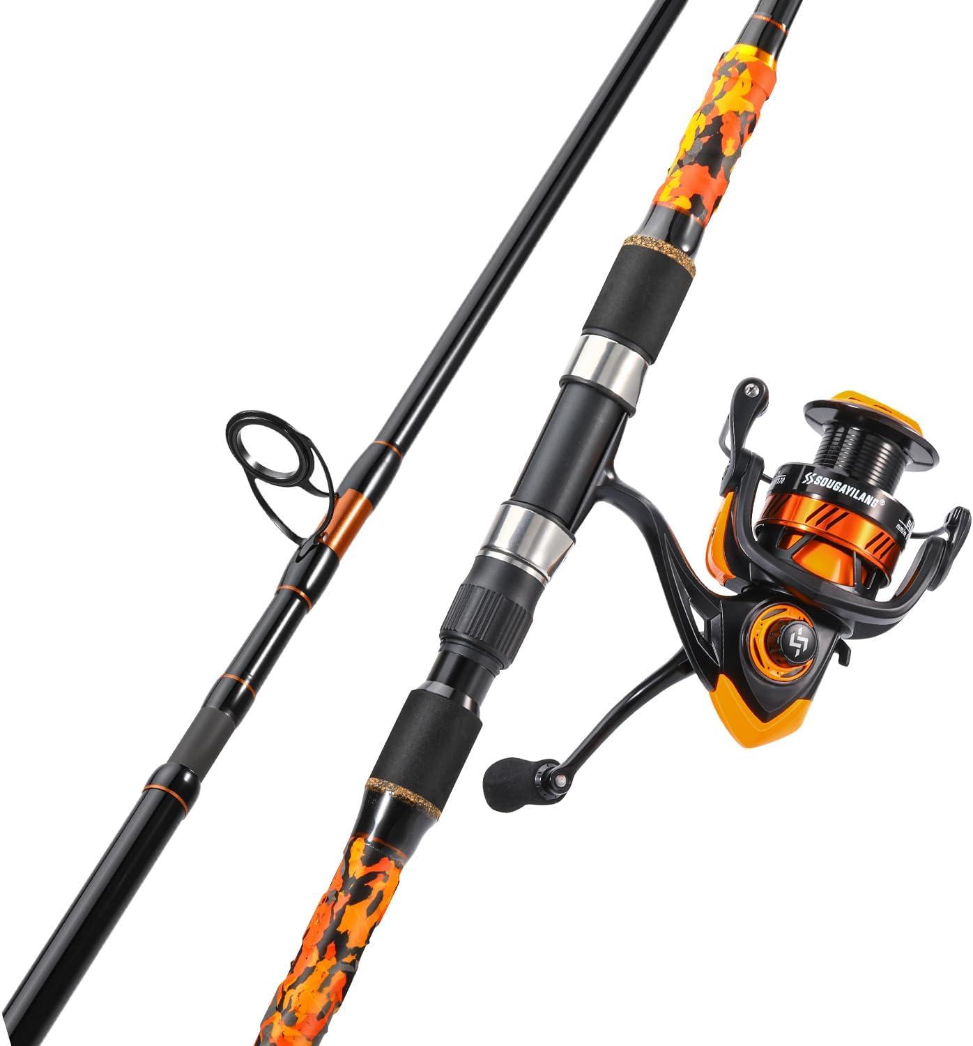 image:imageSougayilang 3 Piece Surf Fishing Rod Combo MediumHeavy Travel Spinning Rod with 5000 Size Reel Baitfeeder Combo91011orange