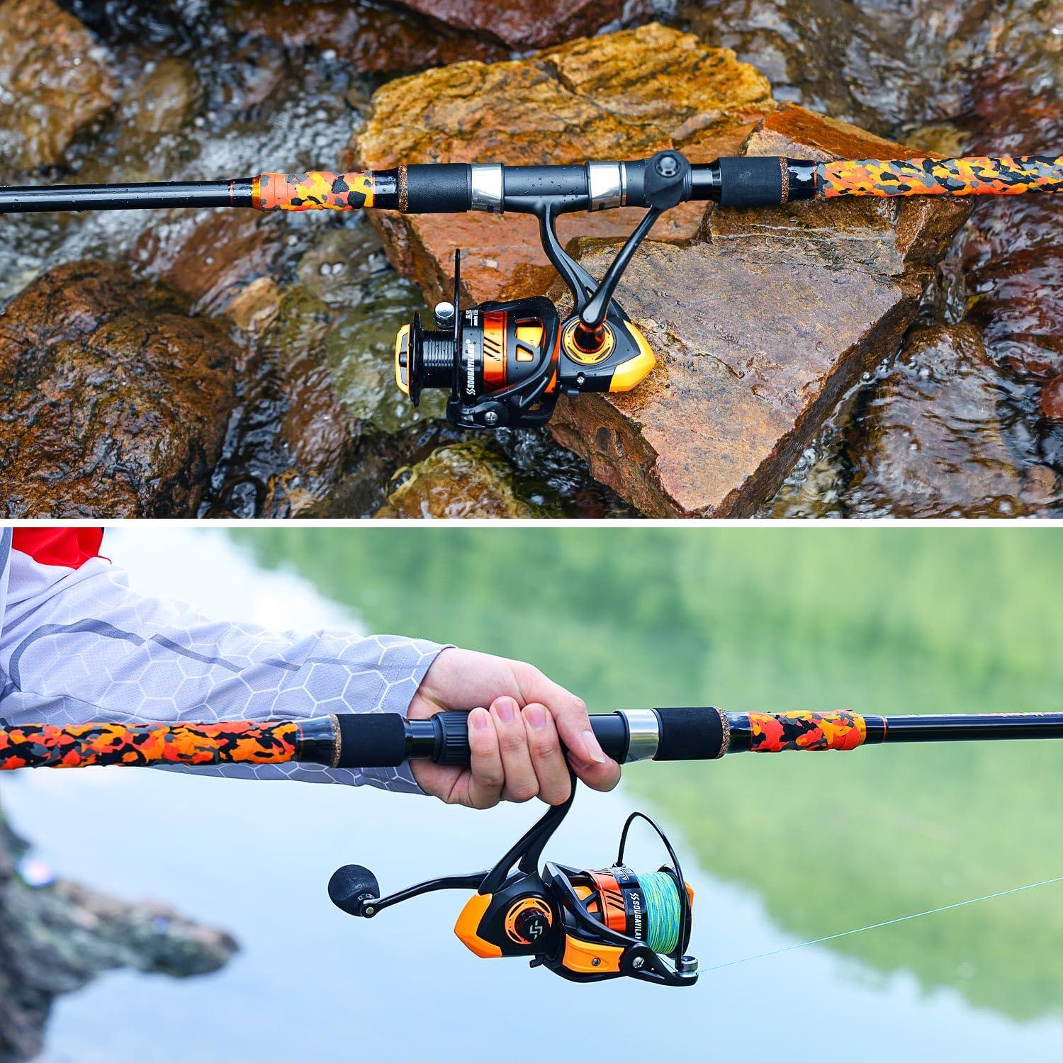 image:imageSougayilang 3 Piece Surf Fishing Rod Combo MediumHeavy Travel Spinning Rod with 5000 Size Reel Baitfeeder Combo91011orange
