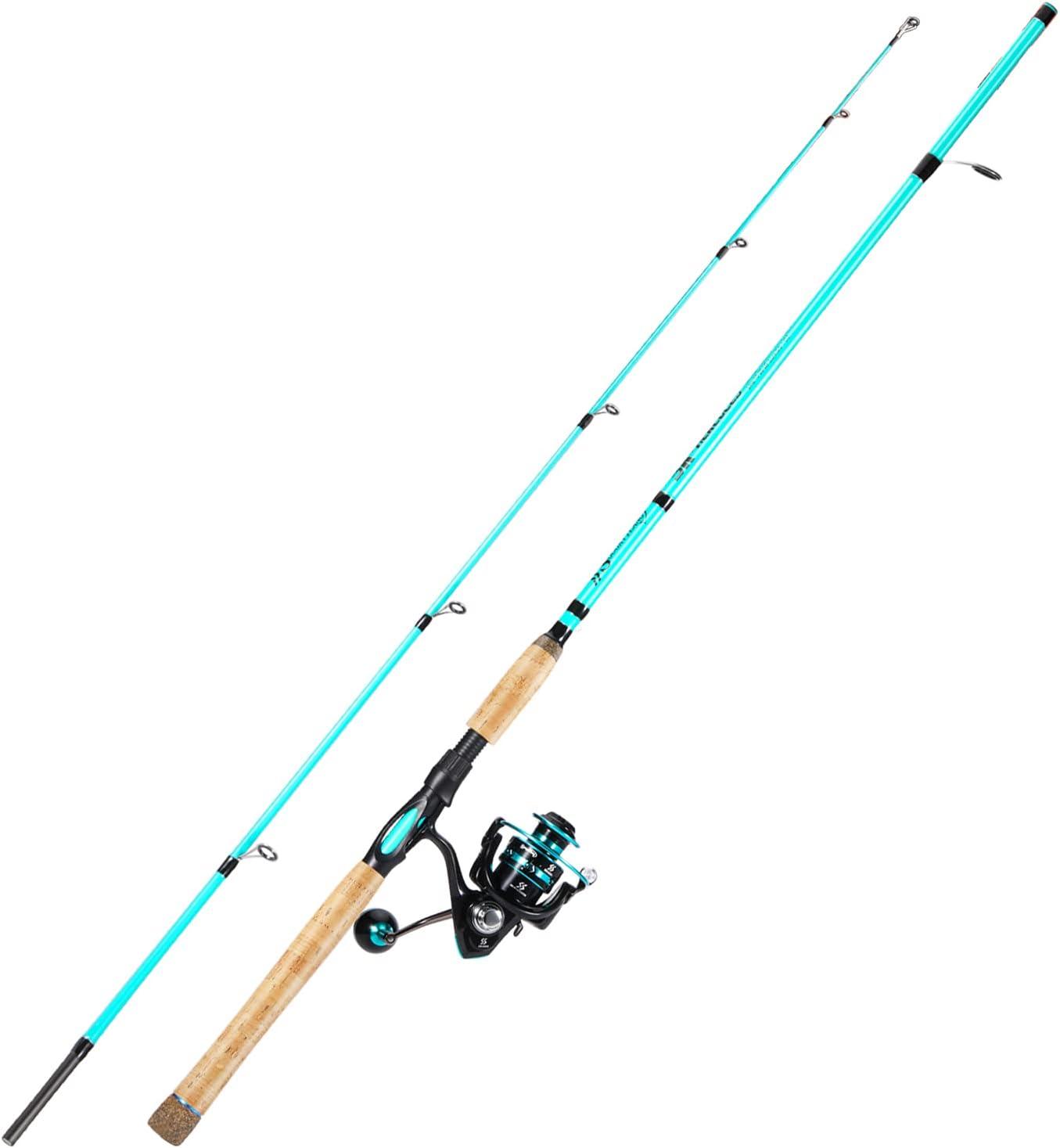 image:imageSougayilang 7 Fishing Rod and Reel Spinning Combo 2 Piece Fishing Rod Size 4000 Reel RightLeft Handle Position Suitable for Inshore FishingBlue