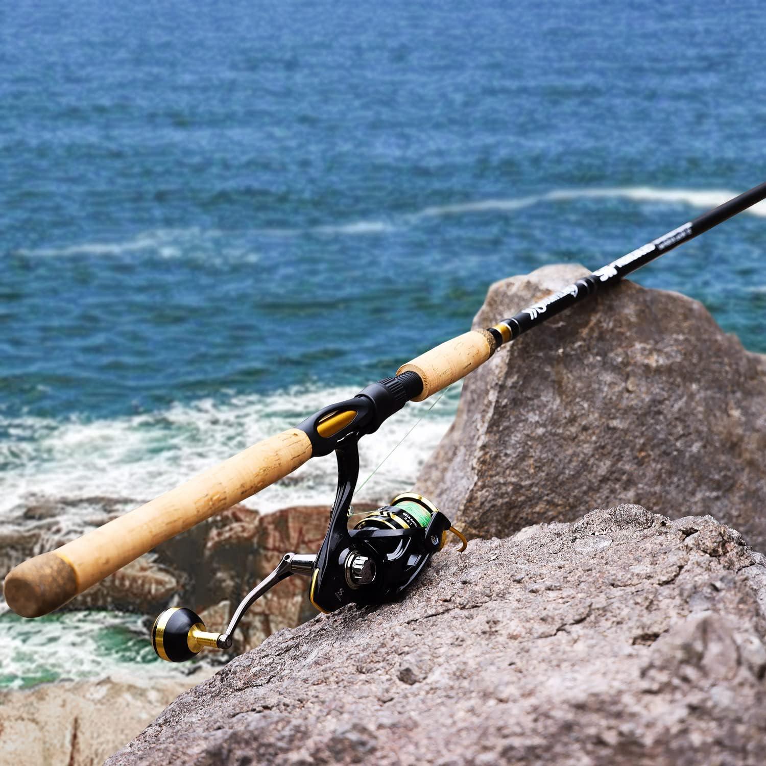 image:imageSougayilang 7 Fishing Rod and Reel Spinning Combo 2 Piece Fishing Rod Size 4000 Reel RightLeft Handle Position Suitable for Inshore FishingGolden