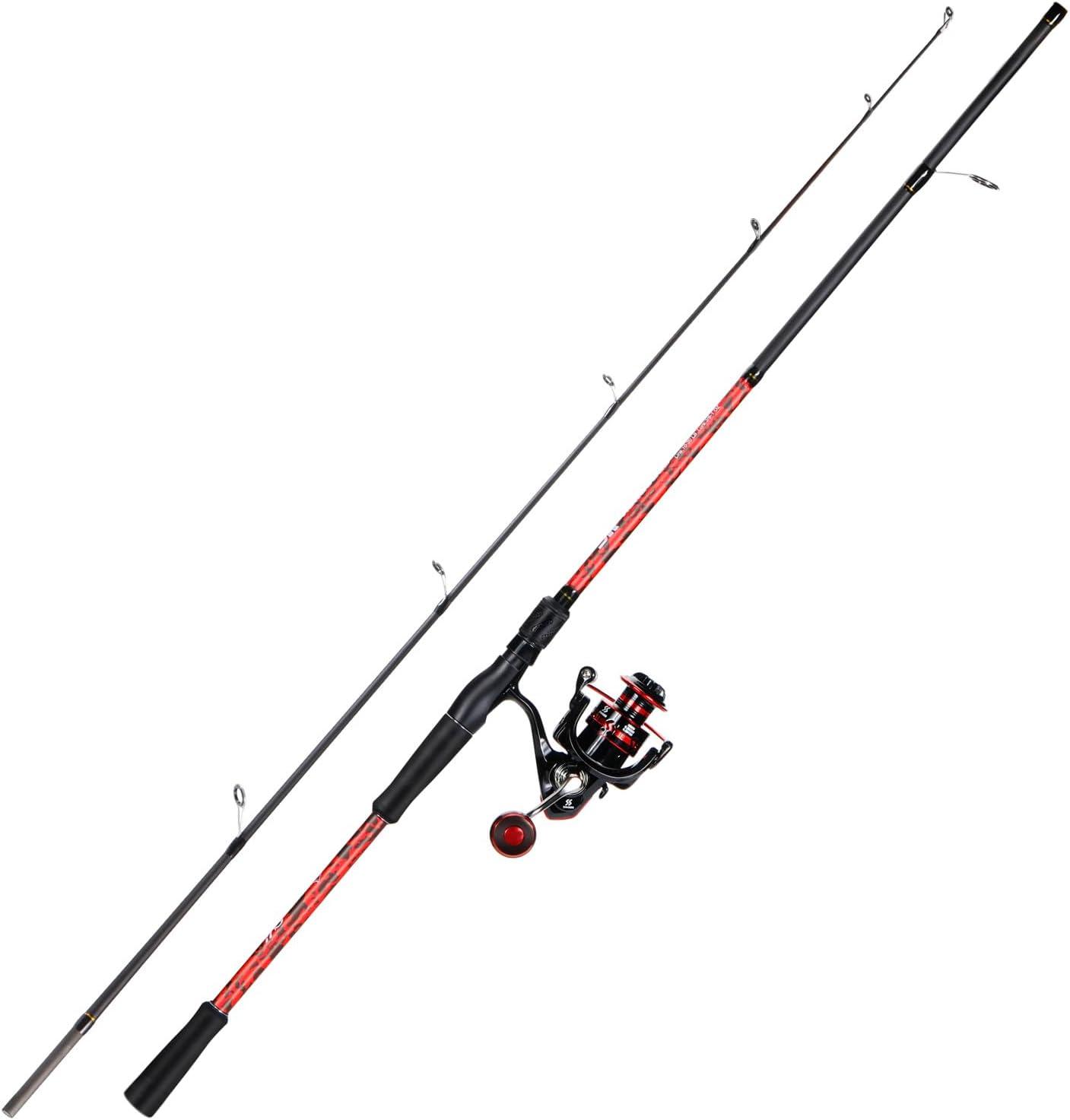 image:imageSougayilang 7 Fishing Rod and Reel Spinning Combo 2 Piece Fishing Rod Size 4000 Reel RightLeft Handle Position Suitable for Inshore FishingRed