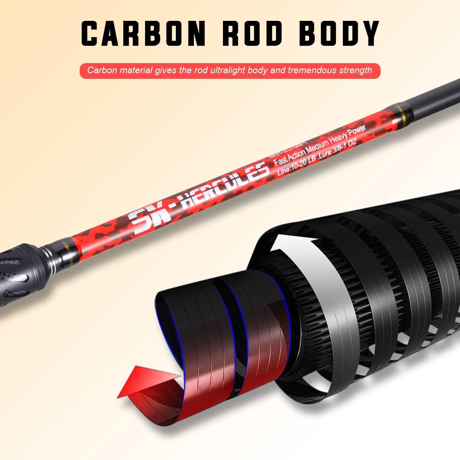 image:imageSougayilang 7 Fishing Rod and Reel Spinning Combo 2 Piece Fishing Rod Size 4000 Reel RightLeft Handle Position Suitable for Inshore FishingRed