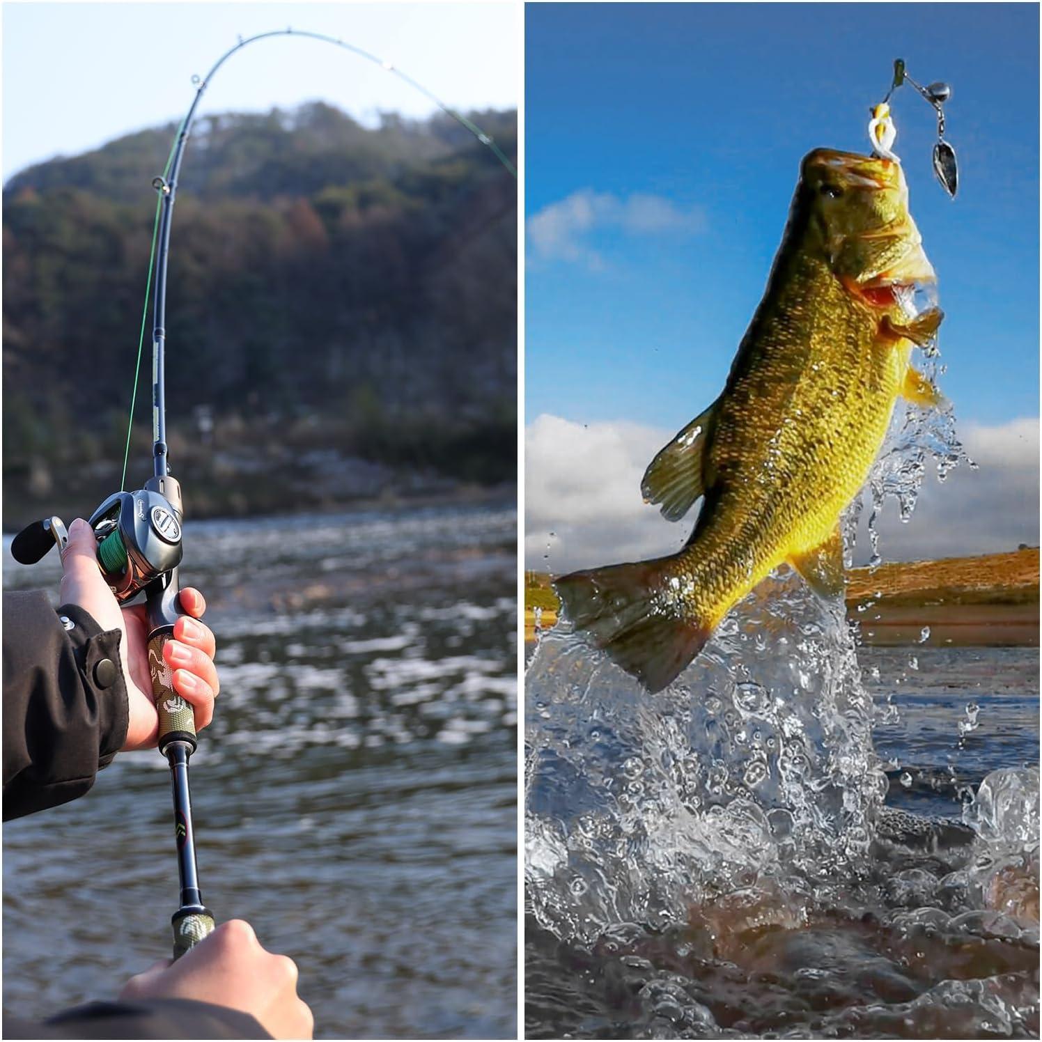 image:imageSougayilang BD Fishing Rod and Reel Combos Spinning amp Casting Fishing Combo30Ton24Ton Graphite 2 Pc Fishing Poles with SuperPolymer Handle S Style Hook KeeperCast 76medium Heavyleft Handle