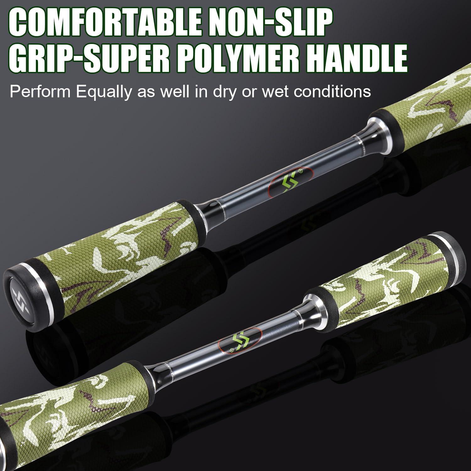 image:imageSougayilang BD Fishing Rod and Reel Combos Spinning amp Casting Fishing Combo30Ton24Ton Graphite 2 Pc Fishing Poles with SuperPolymer Handle S Style Hook KeeperCast 76medium Heavyright Handle