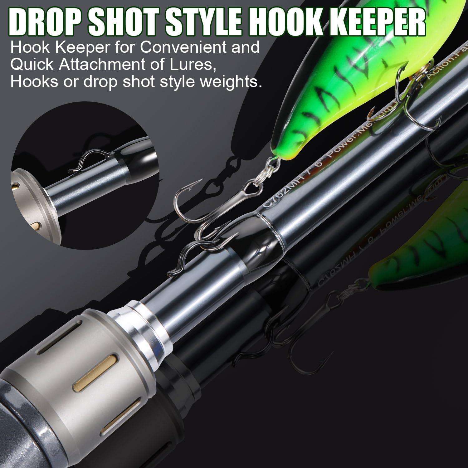 image:imageSougayilang BD Fishing Rod and Reel Combos Spinning amp Casting Fishing Combo30Ton24Ton Graphite 2 Pc Fishing Poles with SuperPolymer Handle S Style Hook KeeperCast 76medium Heavyleft Handle