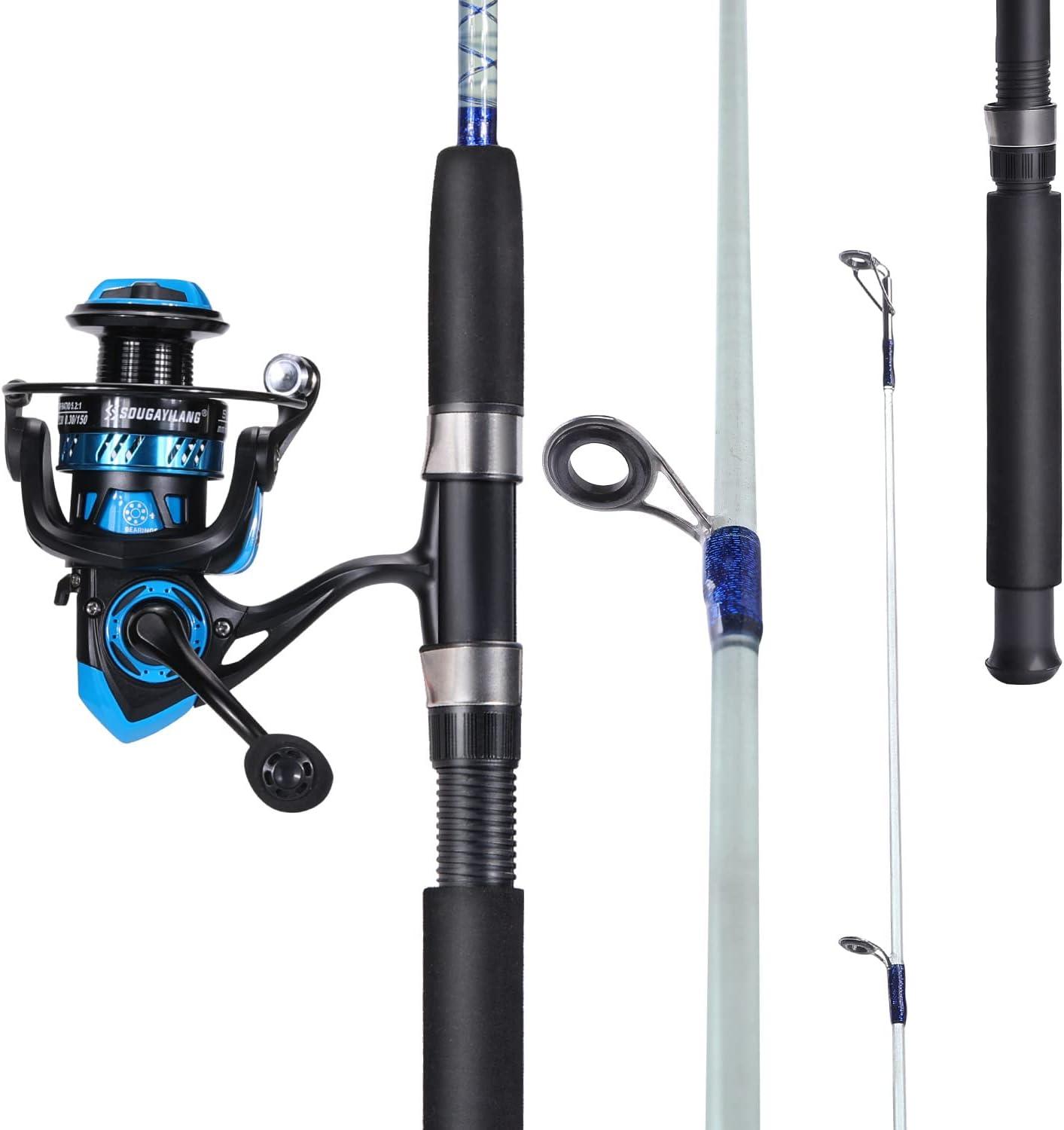 image:imageSougayilang Catfish Fishing Rod and Reel Combo 2Piece Spinning Combo Durable Graphite amp Glass Blanks Fishing Pole for CrappieBlueFastMH