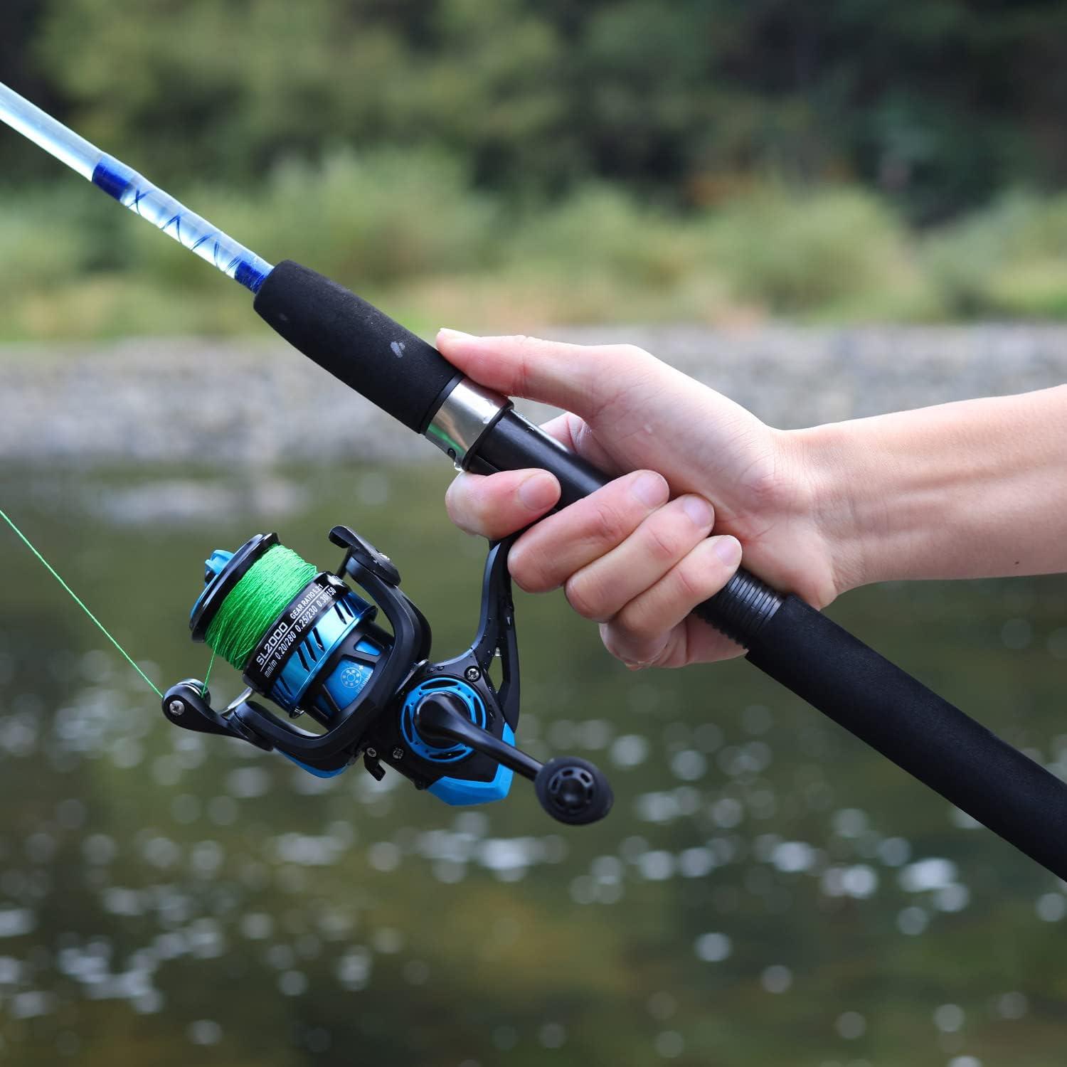image:imageSougayilang Catfish Fishing Rod and Reel Combo 2Piece Spinning Combo Durable Graphite amp Glass Blanks Fishing Pole for CrappieBlueFastMH