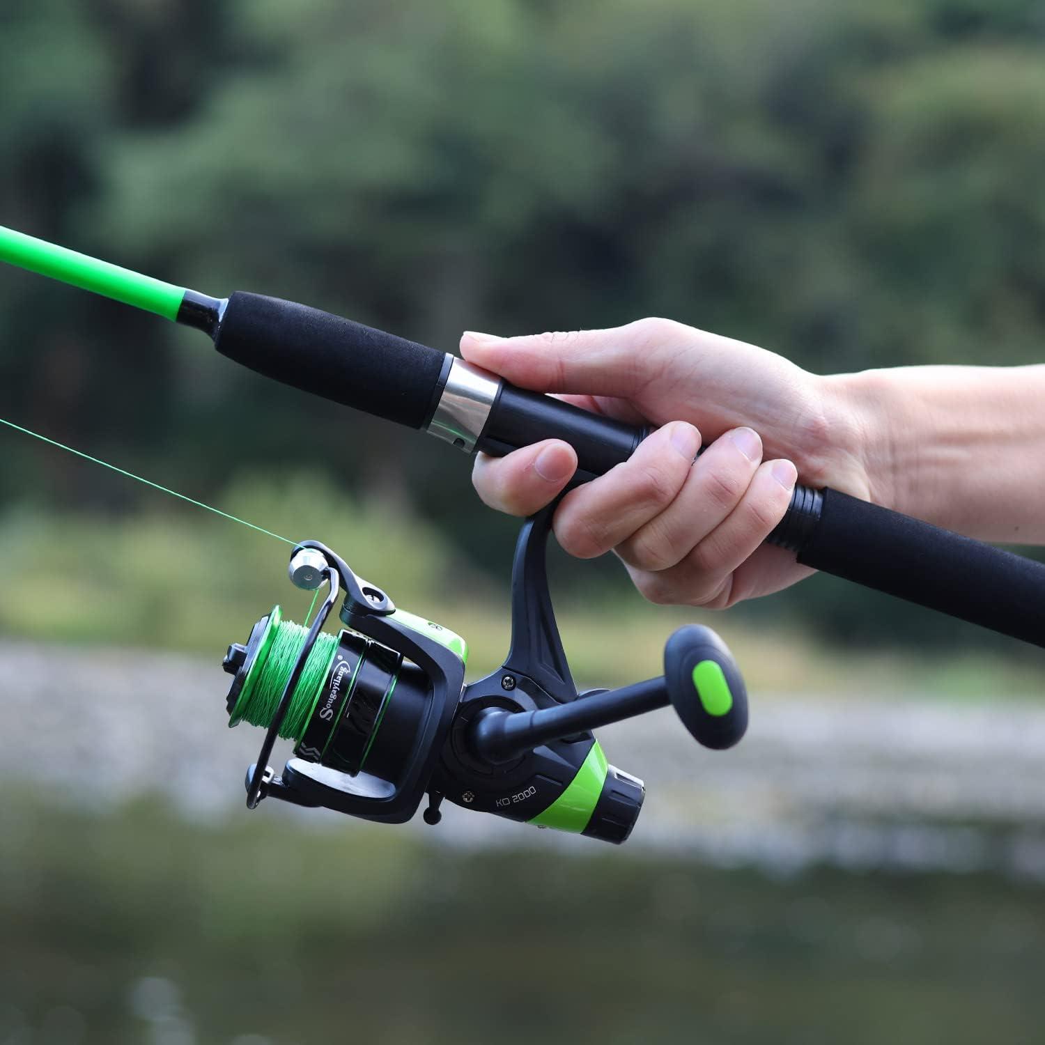image:imageSougayilang Catfish Fishing Rod and Reel Combo 2Piece Spinning Combo Durable Graphite amp Glass Blanks Fishing Pole for CrappieGreenFastMH
