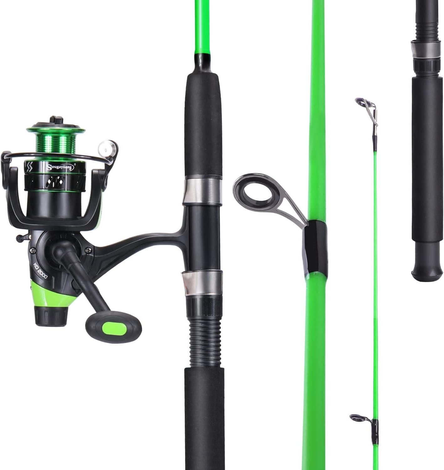 image:imageSougayilang Catfish Fishing Rod and Reel Combo 2Piece Spinning Combo Durable Graphite amp Glass Blanks Fishing Pole for CrappieGreenFastMH