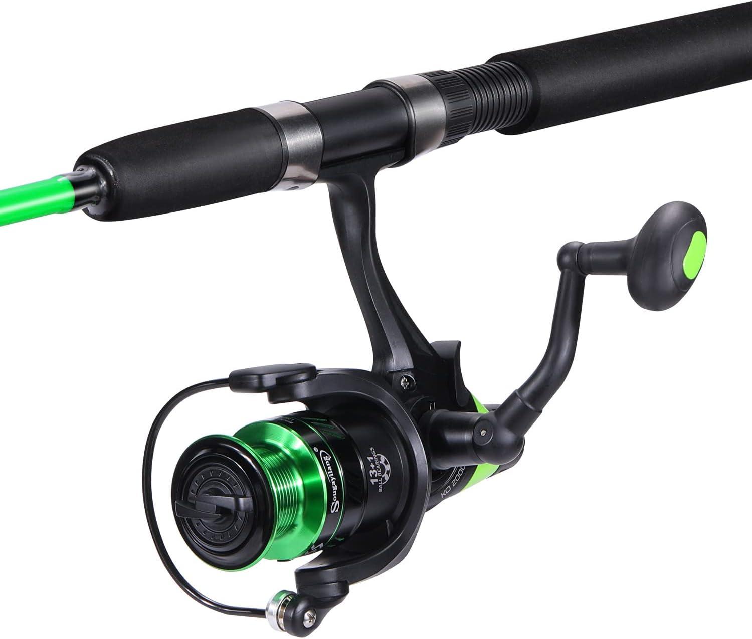 image:imageSougayilang Catfish Fishing Rod and Reel Combo 2Piece Spinning Combo Durable Graphite amp Glass Blanks Fishing Pole for CrappieGreenFastMH