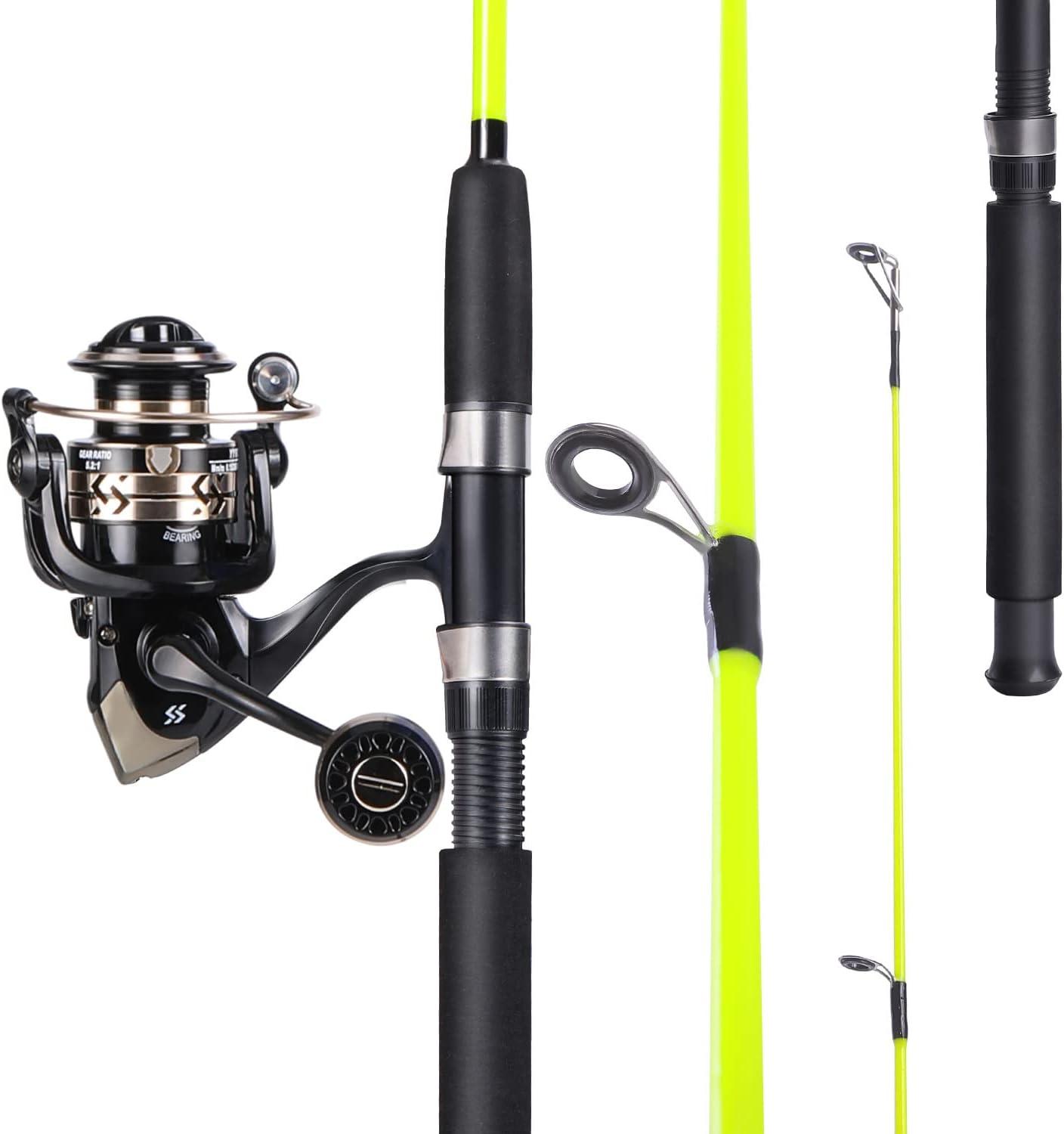 image:imageSougayilang Catfish Fishing Rod and Reel Combo 2Piece Spinning Combo Durable Graphite amp Glass Blanks Fishing Pole for CrappieYellowFastMH