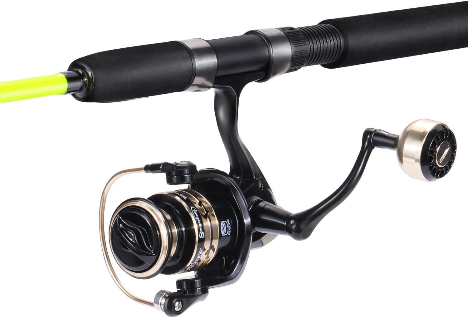 image:imageSougayilang Catfish Fishing Rod and Reel Combo 2Piece Spinning Combo Durable Graphite amp Glass Blanks Fishing Pole for CrappieYellowFastMH