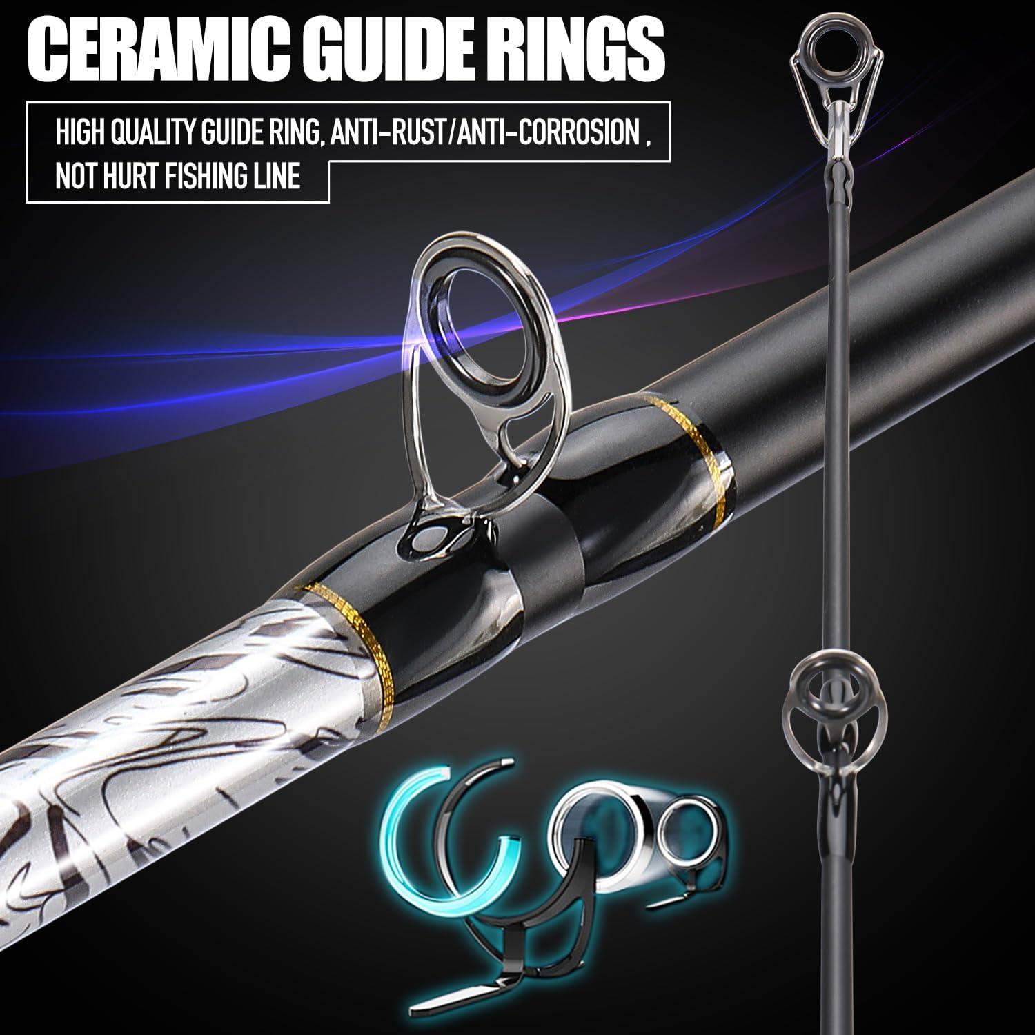 image:imageSougayilang Fiberglass Fishing Pole Conventional Reel Combo with Durable PCork Rod Handle Medium Heavy for Catfish Salmon and Steelhead80 MH Fast with 3000 ReelLeft Handed