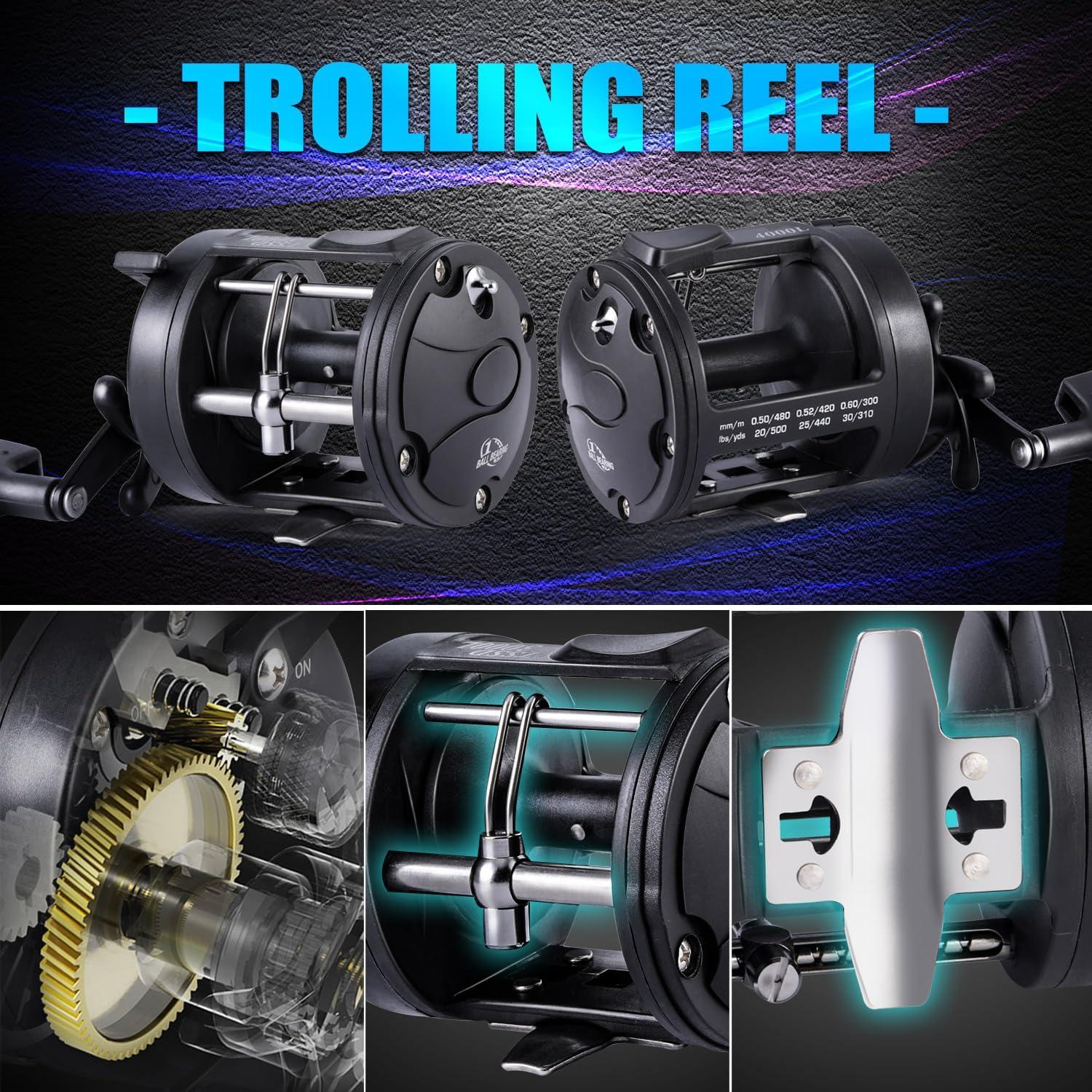 image:imageSougayilang Fiberglass Fishing Pole Conventional Reel Combo with Durable PCork Rod Handle Medium Heavy for Catfish Salmon and Steelhead80 MH Fast with 3000 ReelLeft Handed