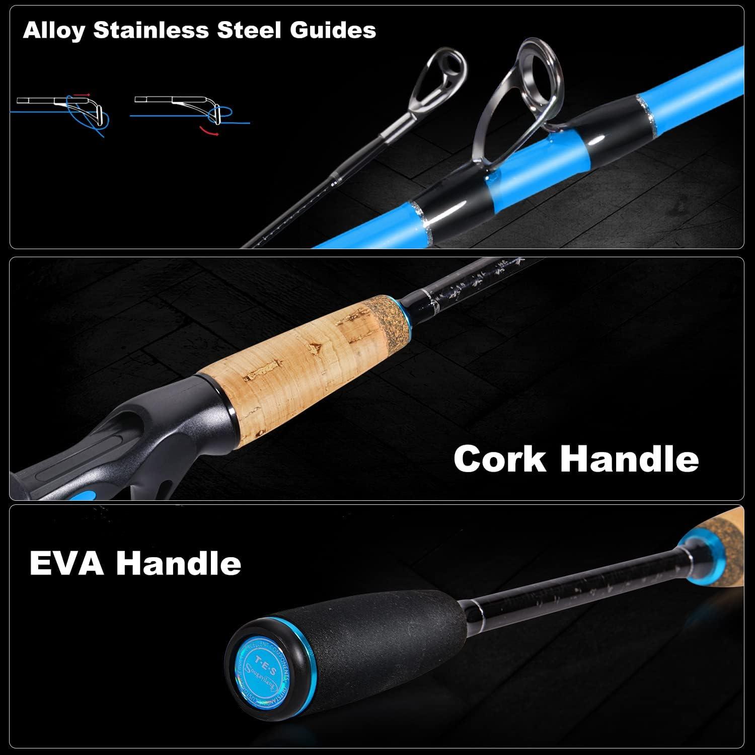 image:imageSougayilang Fishing Pole Stainless Steel Guides Fishing Rod and Reel Combo with Spinning Reel Combo for Saltwater and Freshwater Fishing Gear and EquipmentBlueRight Handed