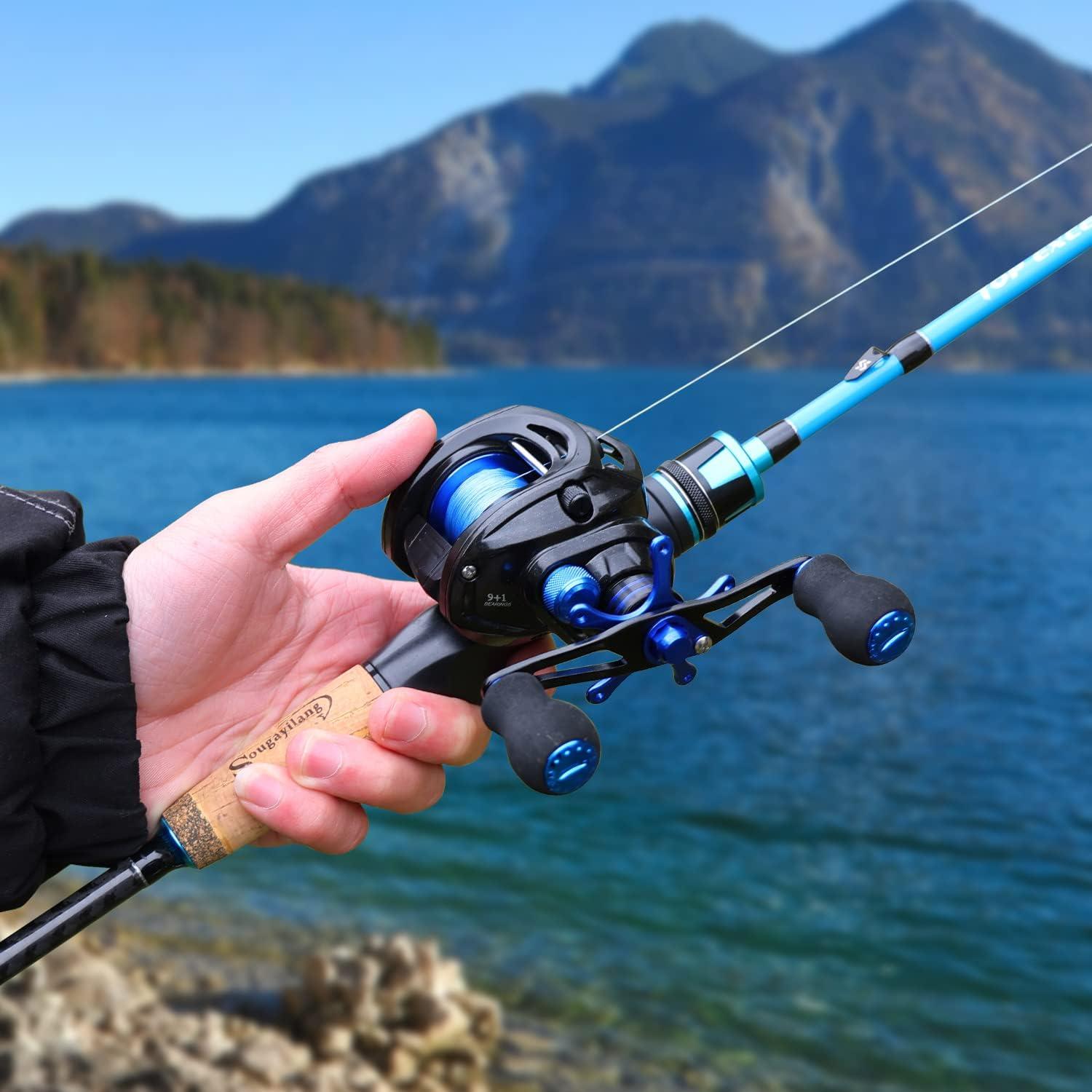 image:imageSougayilang Fishing Pole Stainless Steel Guides Fishing Rod and Reel Combo with Spinning Reel Combo for Saltwater and Freshwater Fishing Gear and EquipmentBlueRight Handed