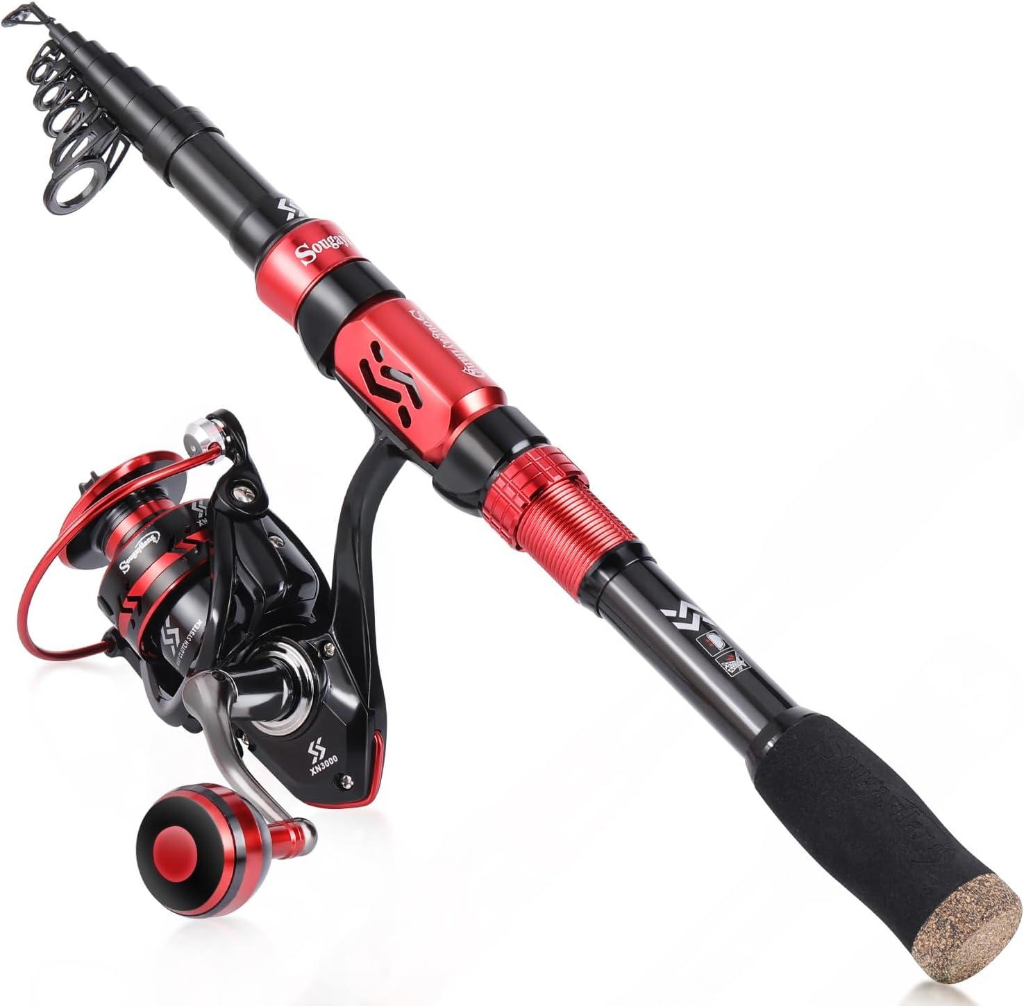 image:imageSougayilang Fishing Pole with Spinning Reel Portable Fishing Rod Reel Combos18M591FT Rod with 2000 Reel