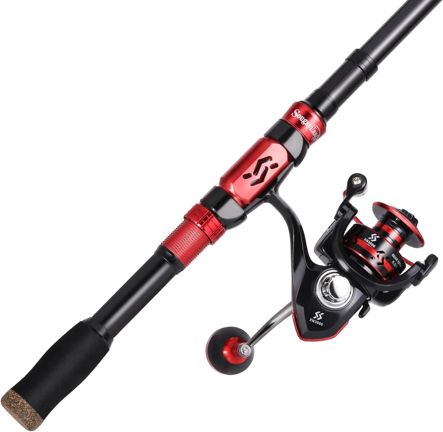 image:imageSougayilang Fishing Pole with Spinning Reel Portable Fishing Rod Reel Combos24M787FT Rod with 3000 Reel