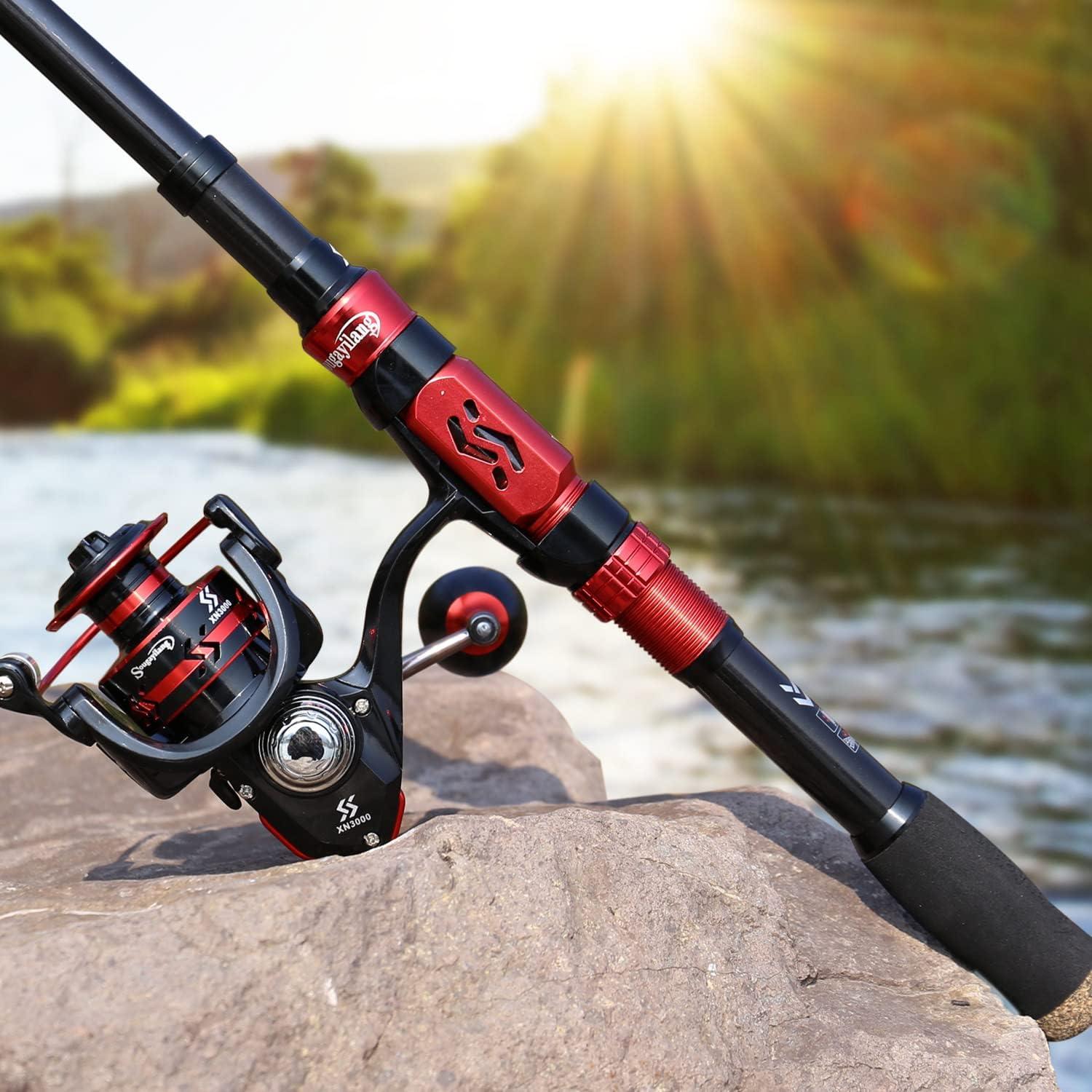 image:imageSougayilang Fishing Pole with Spinning Reel Portable Fishing Rod Reel Combos24M787FT Rod with 3000 Reel