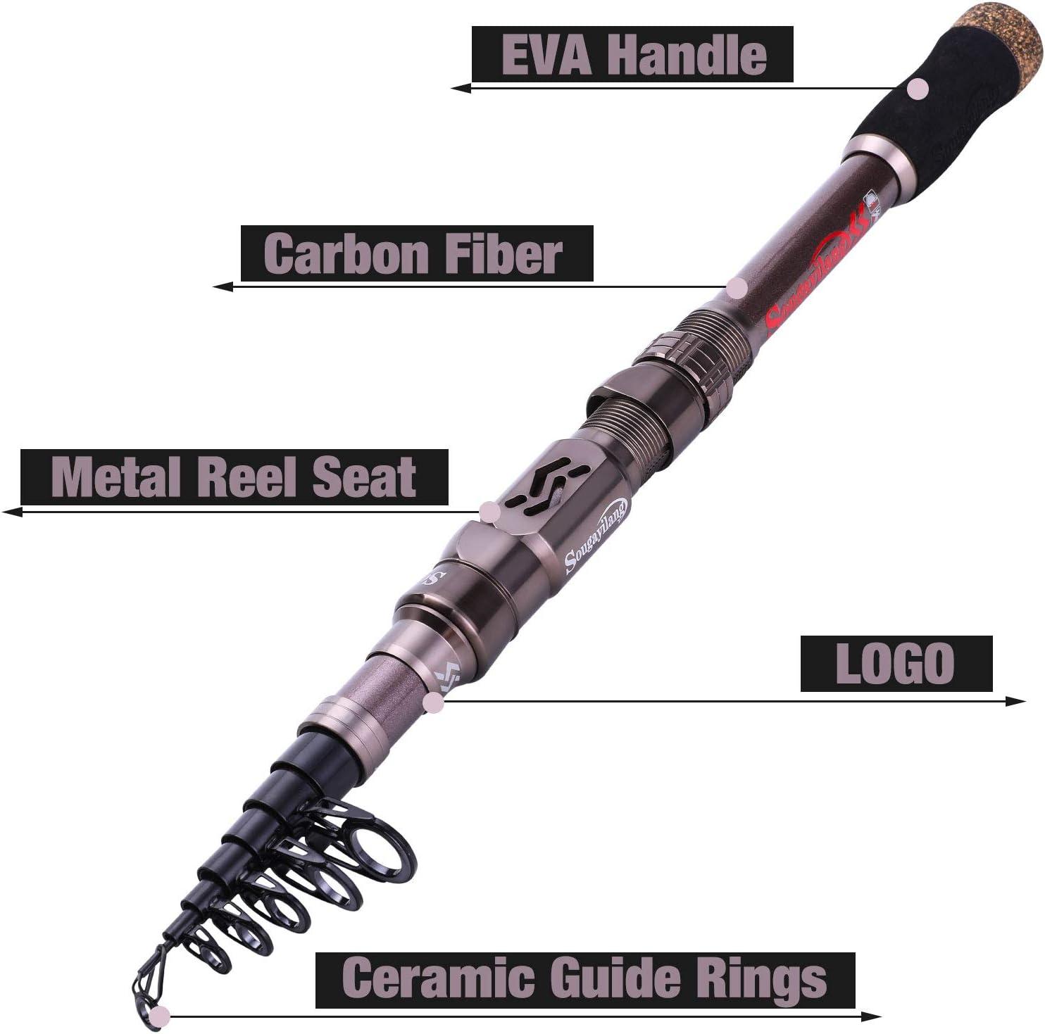 image:imageSougayilang Fishing Rod Reel Combinations 24 Ton Carbon Fiber Portable Telescopic Fishing Rod Spinning Reels for Travel Saltwater Freshwater Fishing Gifts for Peoplesilver