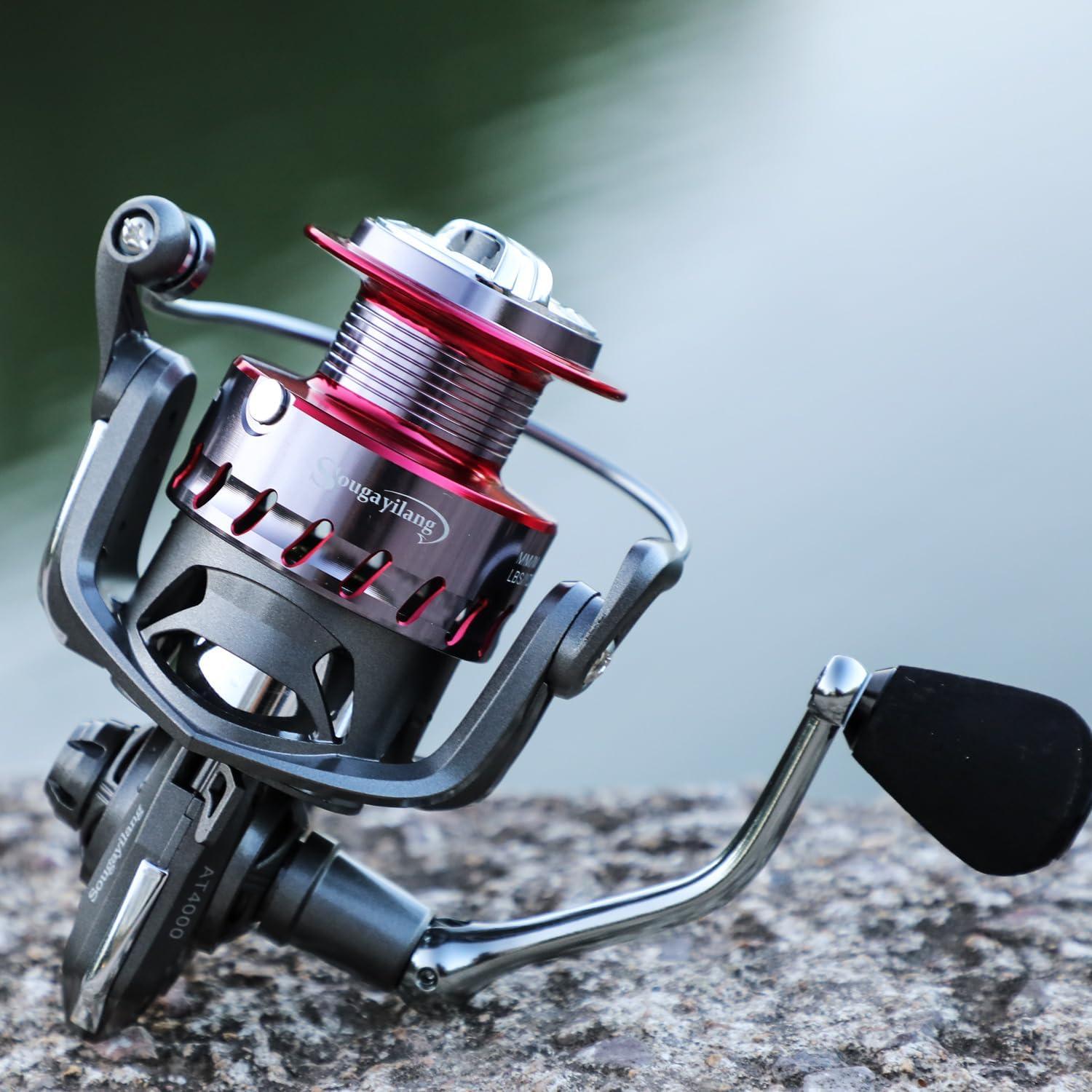 image:imageSougayilang Fishing Rod Reel Combinations 24 Ton Carbon Fiber Portable Telescopic Fishing Rod Spinning Reels for Travel Saltwater Freshwater Fishing Gifts for Peoplesilver