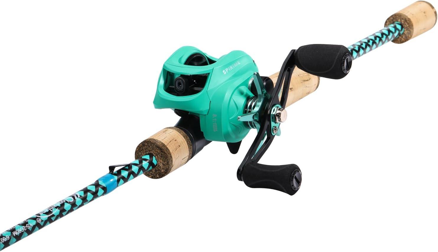 image:imageSougayilang Fishing Rod Reel Combo Fast Action 2 Pieces Fishing Pole with Baitcasting ReelBlue with SE ReelLeft Handed