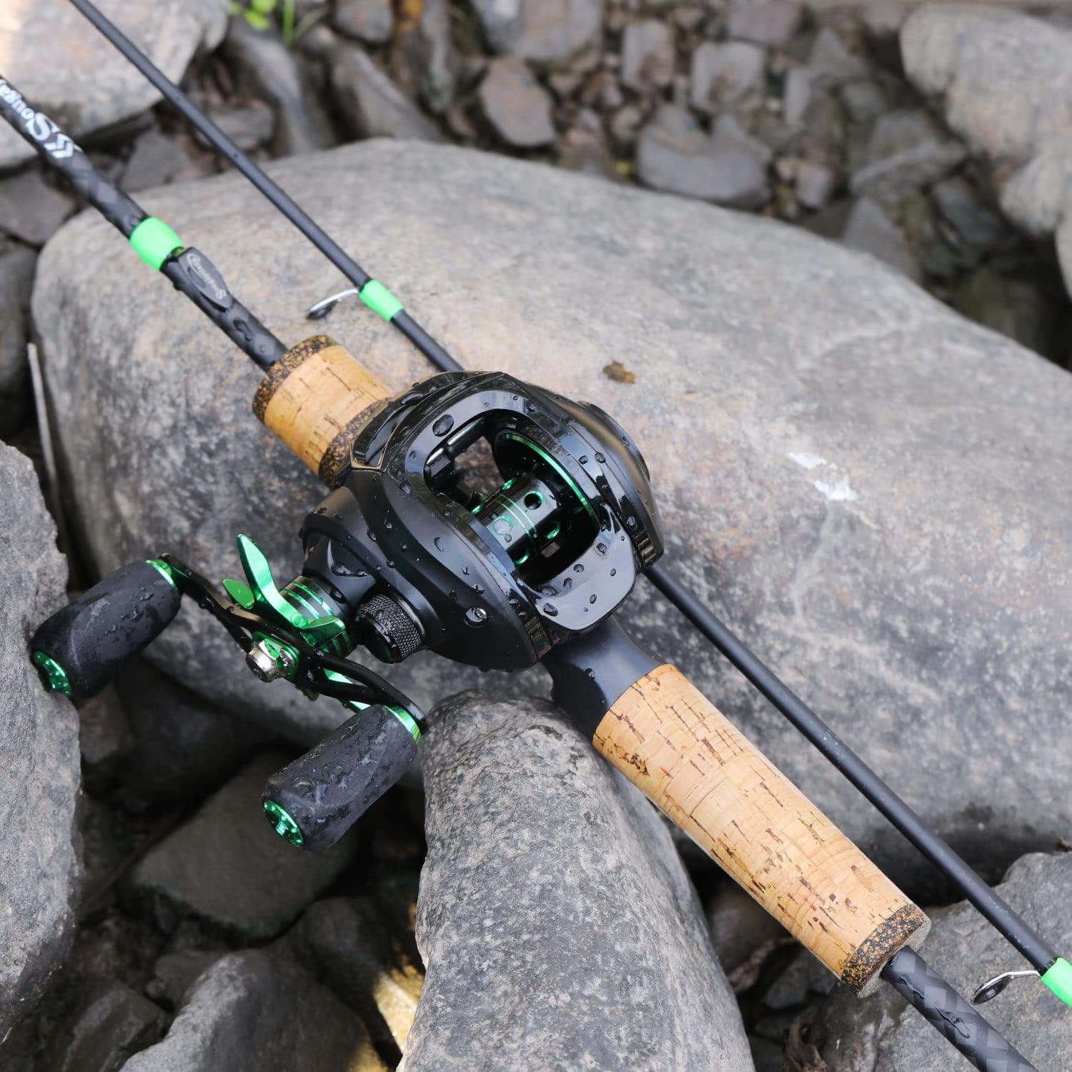image:imageSougayilang Fishing Rod Reel Combo Fast Action 2 Pieces Fishing Pole with Baitcasting ReelGreen with BS ReelRight Handed
