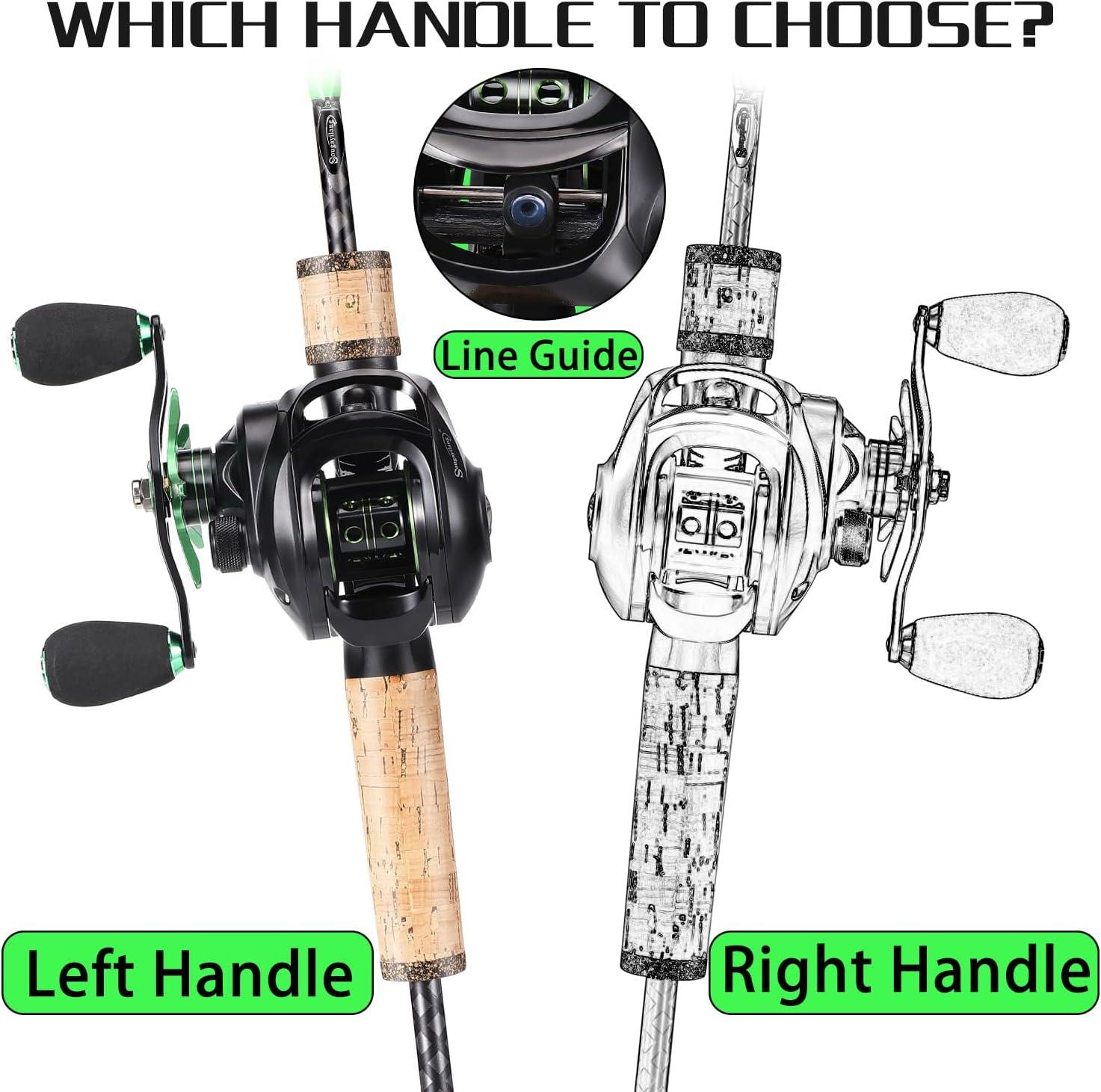 image:imageSougayilang Fishing Rod Reel Combo Fast Action 2 Pieces Fishing Pole with Baitcasting ReelGreen with BS ReelRight Handed