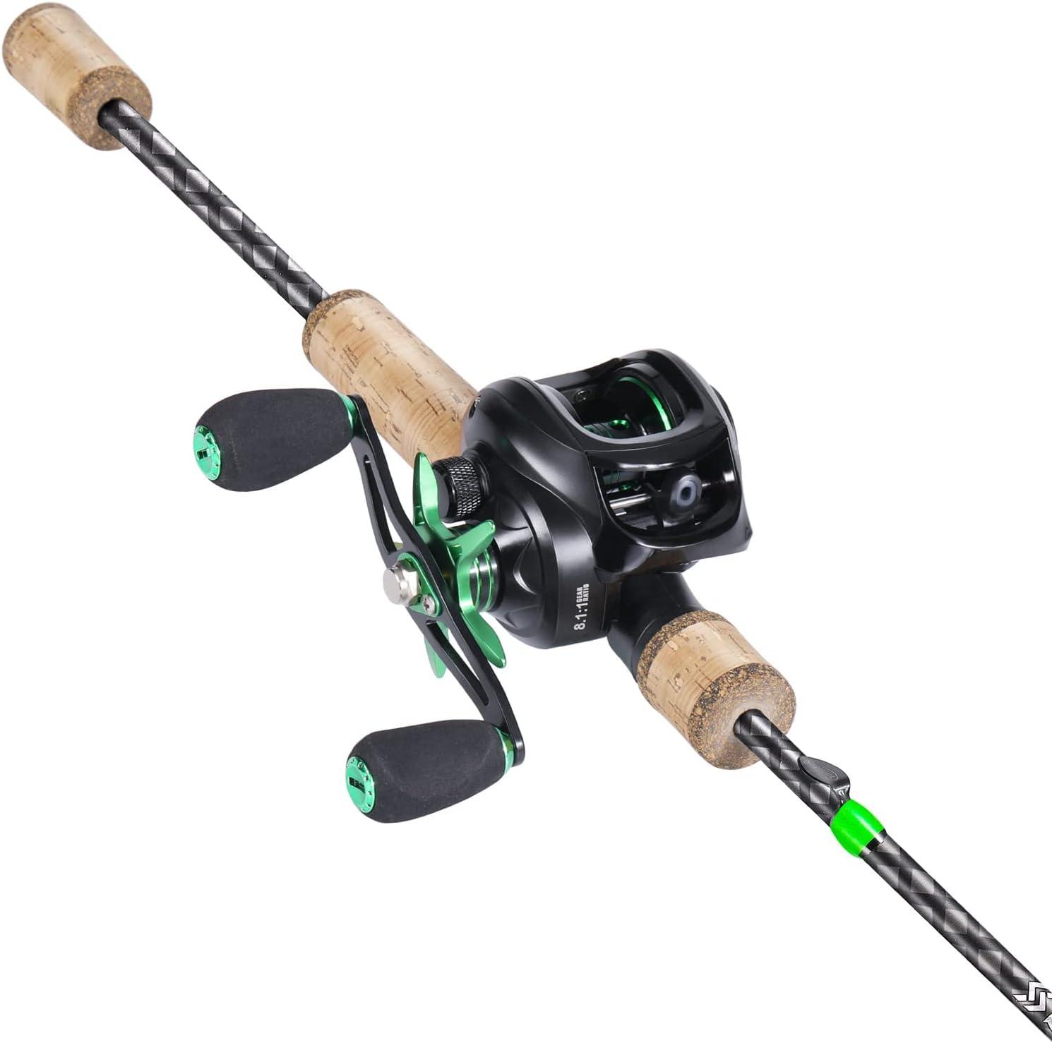 image:imageSougayilang Fishing Rod Reel Combo Fast Action 2 Pieces Fishing Pole with Baitcasting ReelGreen with BS ReelRight Handed