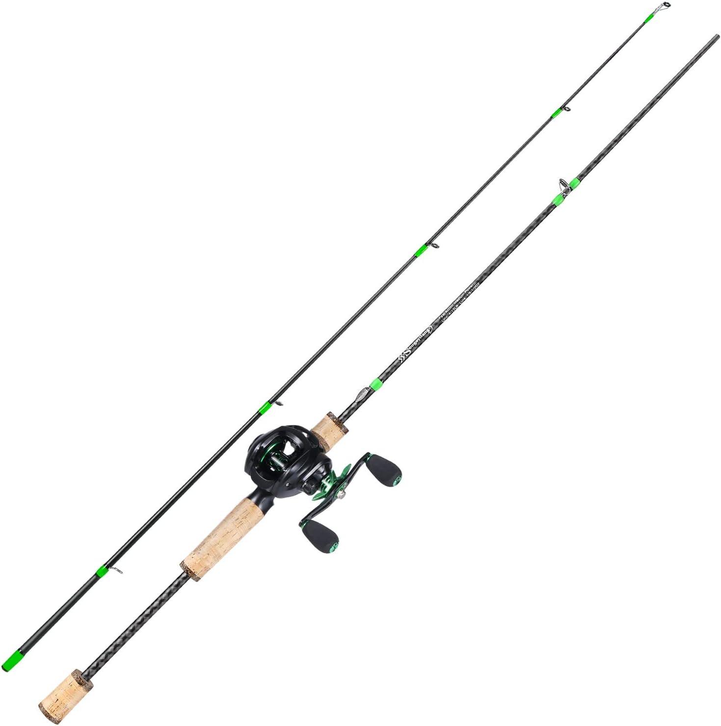 image:imageSougayilang Fishing Rod Reel Combo Fast Action 2 Pieces Fishing Pole with Baitcasting ReelGreen with BS ReelRight Handed