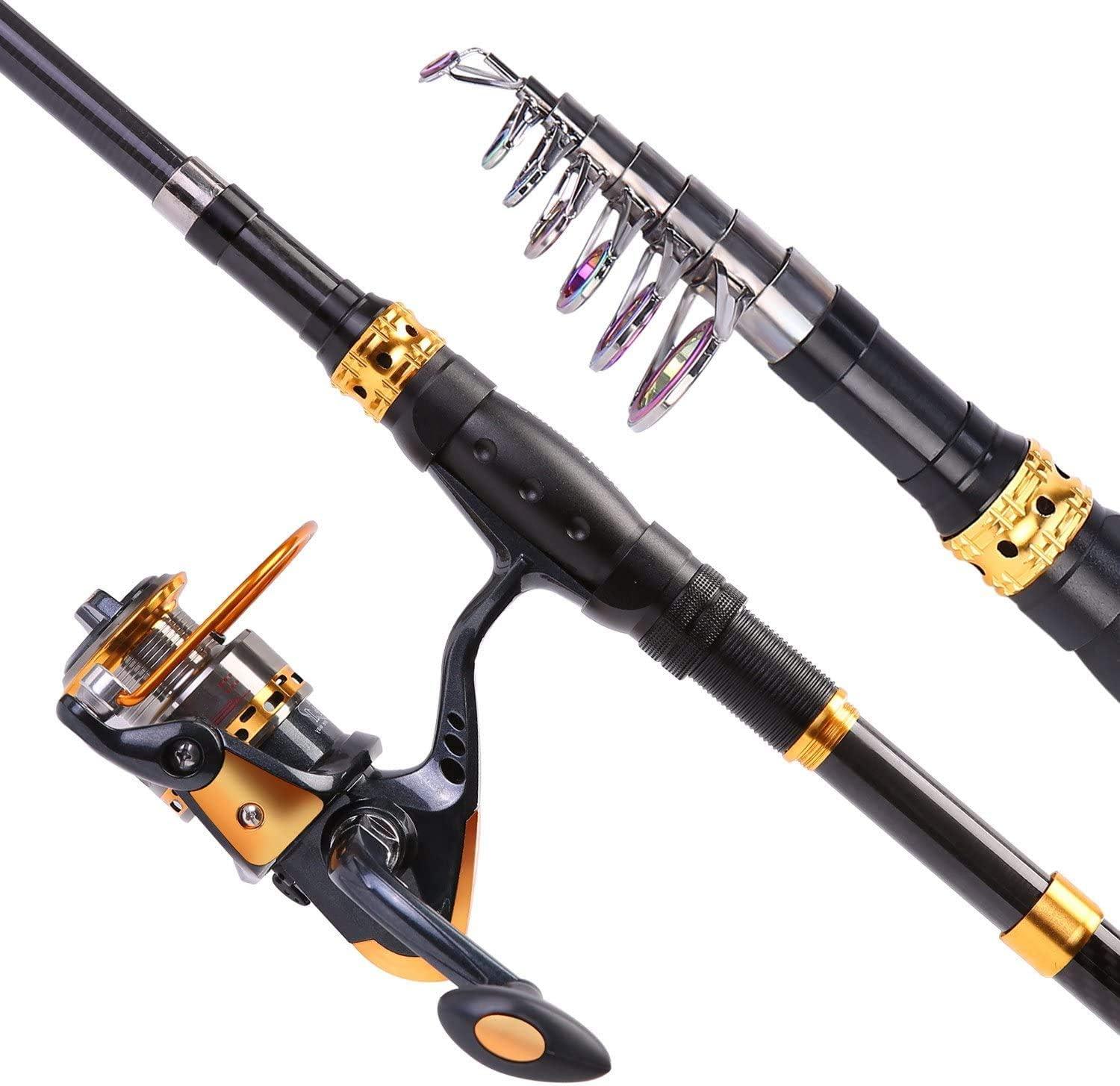 image:imageSougayilang Fishing Rod Reel Combos Carbon Fiber Telescopic Fishing pole with Spinning Reel for Travel Saltwater Freshwater FishingFishing Full Kit