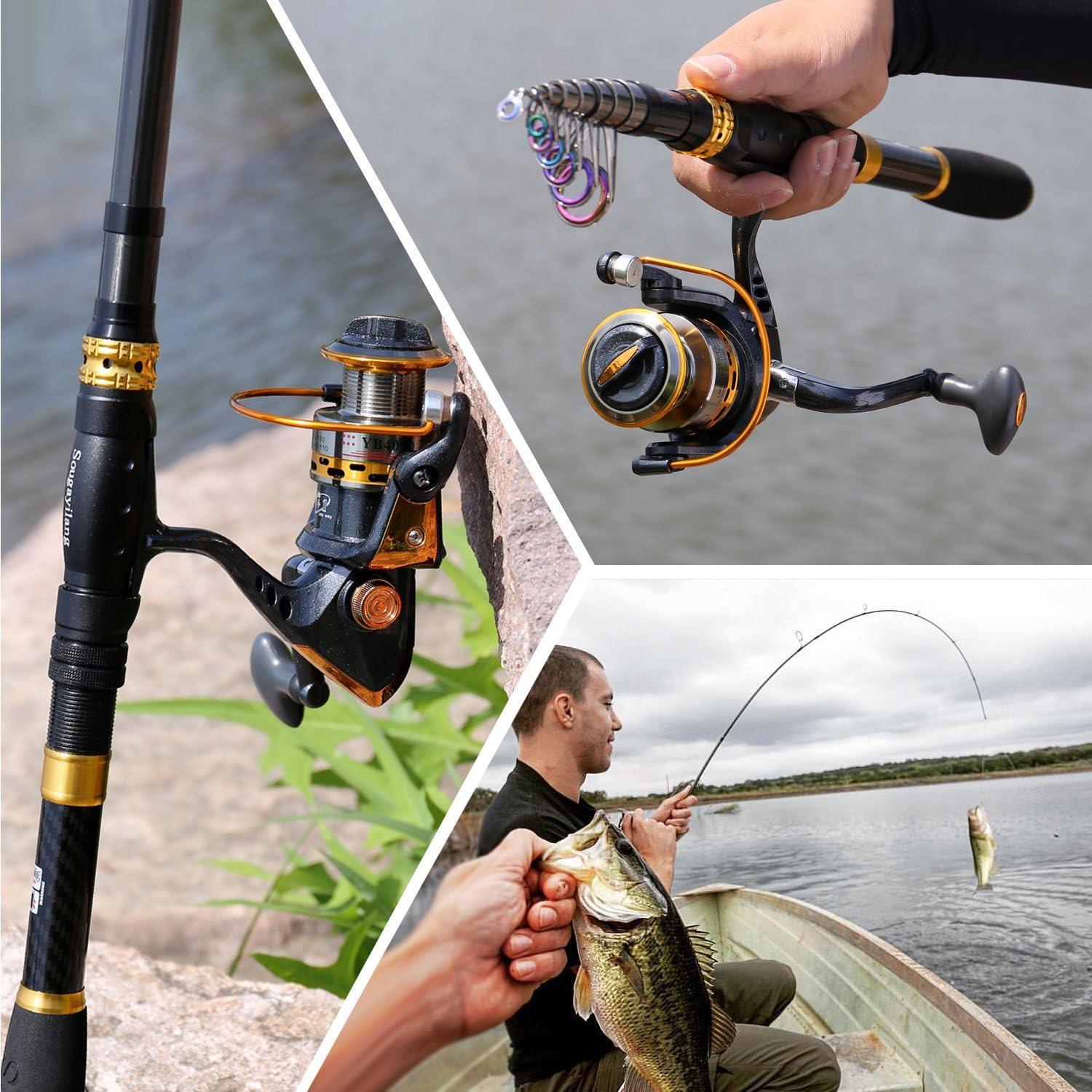 image:imageSougayilang Fishing Rod Reel Combos Carbon Fiber Telescopic Fishing pole with Spinning Reel for Travel Saltwater Freshwater FishingFishing Full Kit