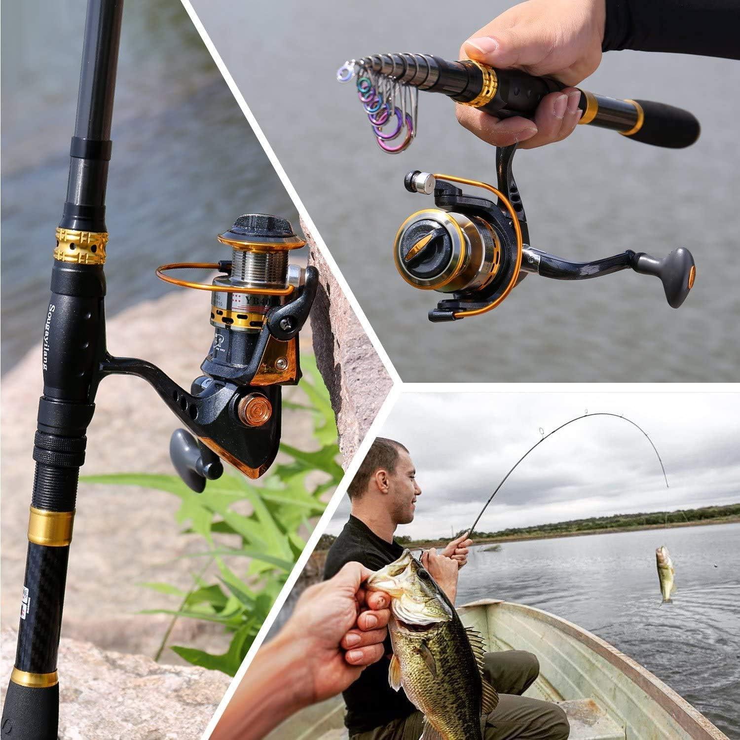 image:imageSougayilang Fishing Rod Reel Combos Carbon Fiber Telescopic Fishing pole with Spinning Reel for Travel Saltwater Freshwater FishingFishing Full Kit