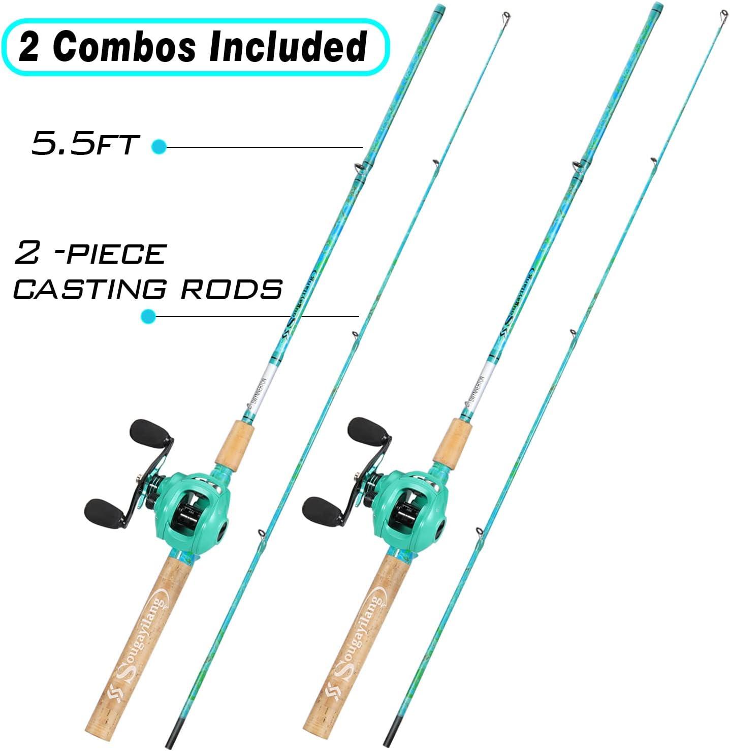 image:imageSougayilang Fishing Rod and Reel Combo 2Piece 5Foot 6Inch Graphite amp Fiberglass Rod Durable and Strong Quickset AntiReverse Fishing Reel 1Pack2PackCasting Combo Right 2 PACKS