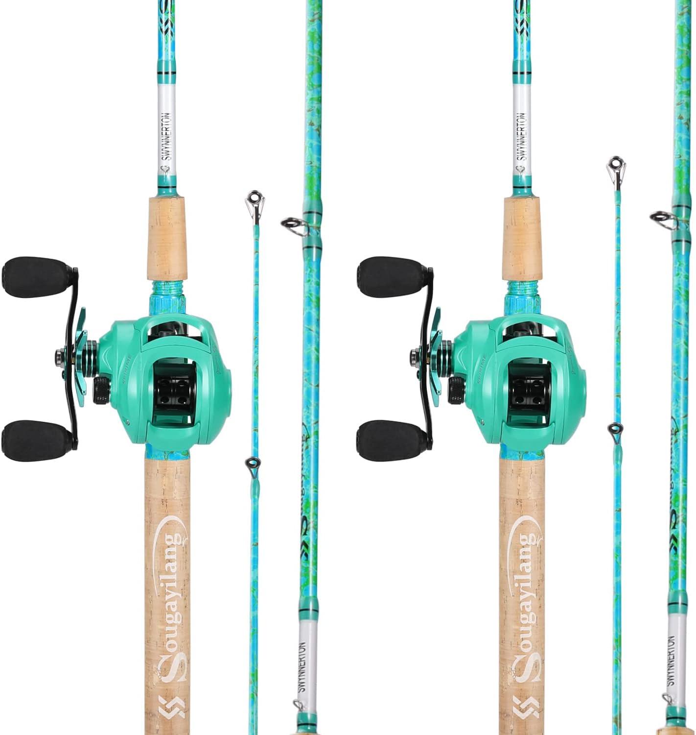image:imageSougayilang Fishing Rod and Reel Combo 2Piece 5Foot 6Inch Graphite amp Fiberglass Rod Durable and Strong Quickset AntiReverse Fishing Reel 1Pack2PackCasting Combo Left 2 PACKS