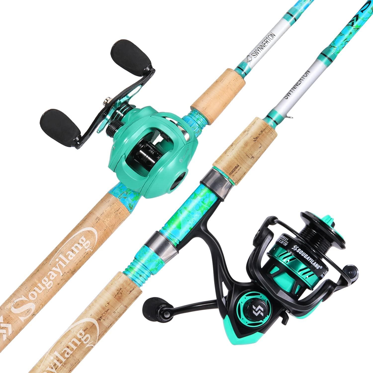 image:imageSougayilang Fishing Rod and Reel Combo 2Piece 5Foot 6Inch Graphite amp Fiberglass Rod Durable and Strong Quickset AntiReverse Fishing Reel 1Pack2PackMix Combo Right 2PACKS