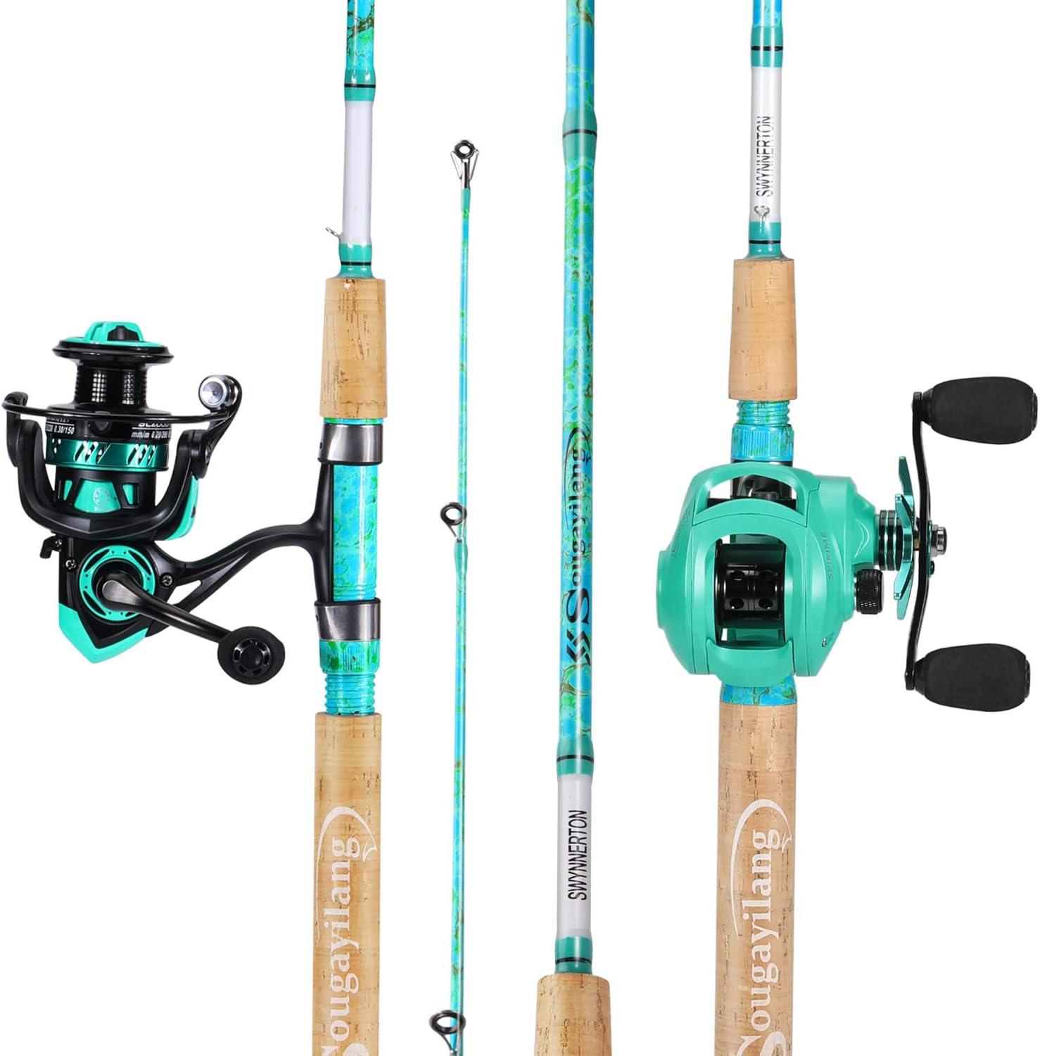 image:imageSougayilang Fishing Rod and Reel Combo 2Piece 5Foot 6Inch Graphite amp Fiberglass Rod Durable and Strong Quickset AntiReverse Fishing Reel 1Pack2PackMix Combo Right 2PACKS