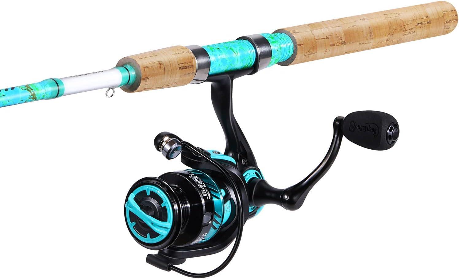 image:imageSougayilang Fishing Rod and Reel Combo 2Piece 5Foot 6Inch Graphite amp Fiberglass Rod Durable and Strong Quickset AntiReverse Fishing Reel 1Pack2PackSpinning Combo 1 PACK