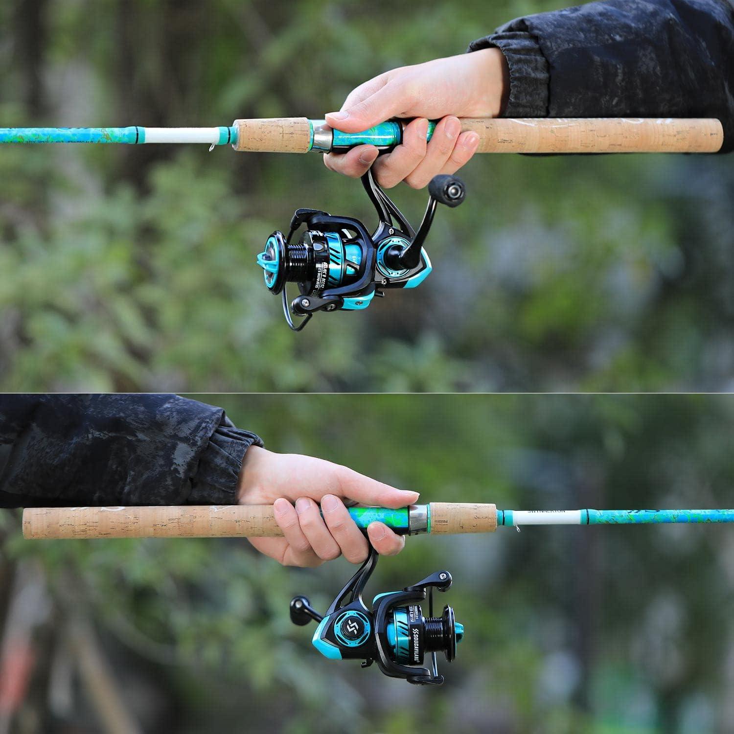 image:imageSougayilang Fishing Rod and Reel Combo 2Piece 5Foot 6Inch Graphite amp Fiberglass Rod Durable and Strong Quickset AntiReverse Fishing Reel 1Pack2PackSpinning Combo 2 PACKS