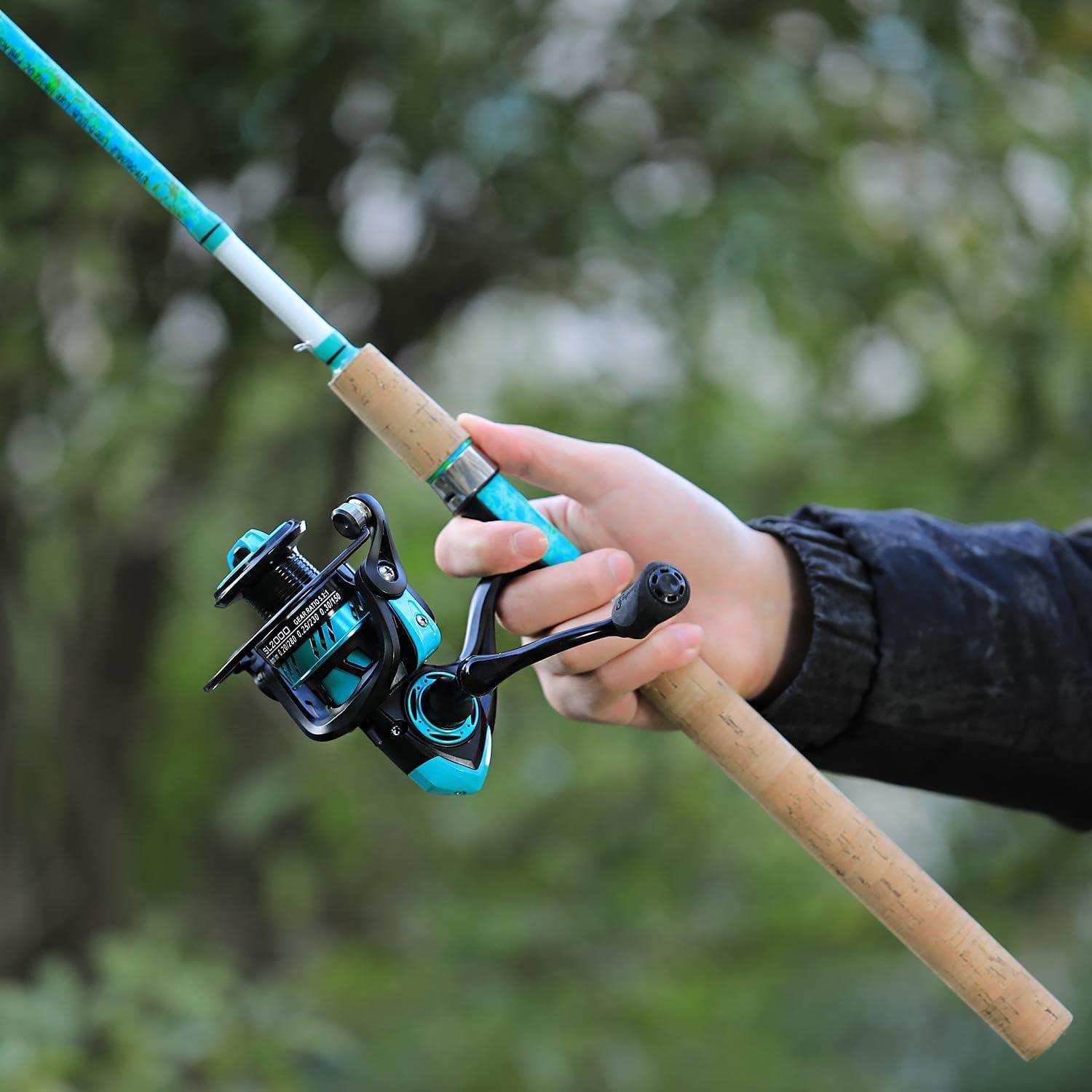 image:imageSougayilang Fishing Rod and Reel Combo 2Piece 5Foot 6Inch Graphite amp Fiberglass Rod Durable and Strong Quickset AntiReverse Fishing Reel 1Pack2PackSpinning Combo 2 PACKS