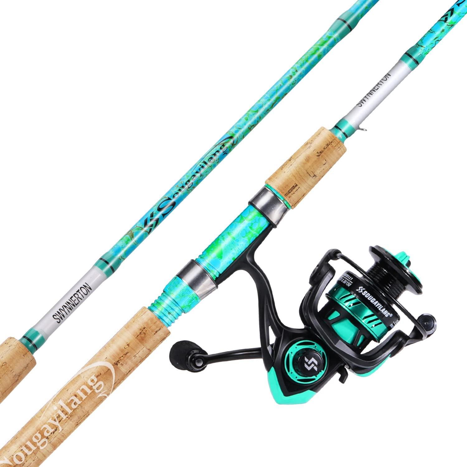 image:imageSougayilang Fishing Rod and Reel Combo 2Piece 5Foot 6Inch Graphite amp Fiberglass Rod Durable and Strong Quickset AntiReverse Fishing Reel 1Pack2PackSpinning Combo 1 PACK