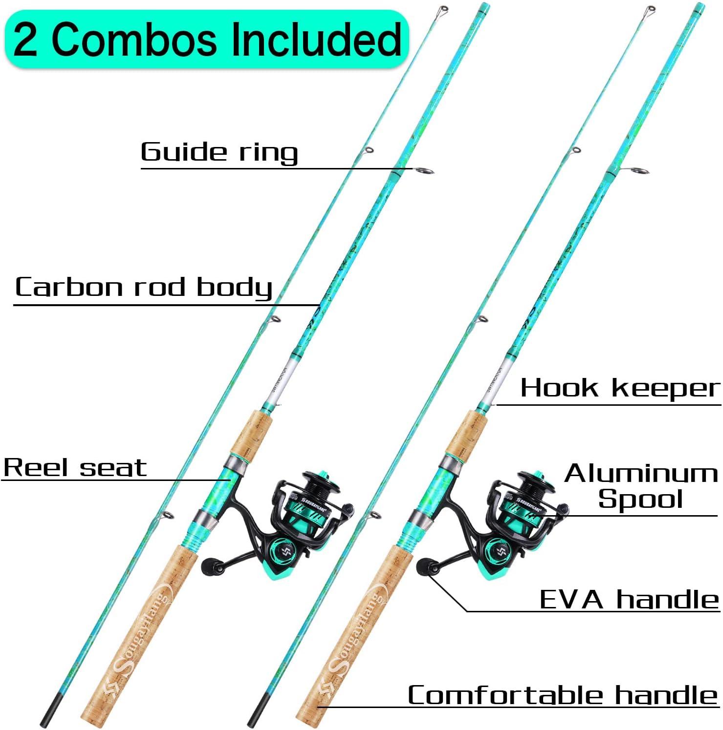 image:imageSougayilang Fishing Rod and Reel Combo 2Piece 5Foot 6Inch Graphite amp Fiberglass Rod Durable and Strong Quickset AntiReverse Fishing Reel 1Pack2PackSpinning Combo 2 PACKS
