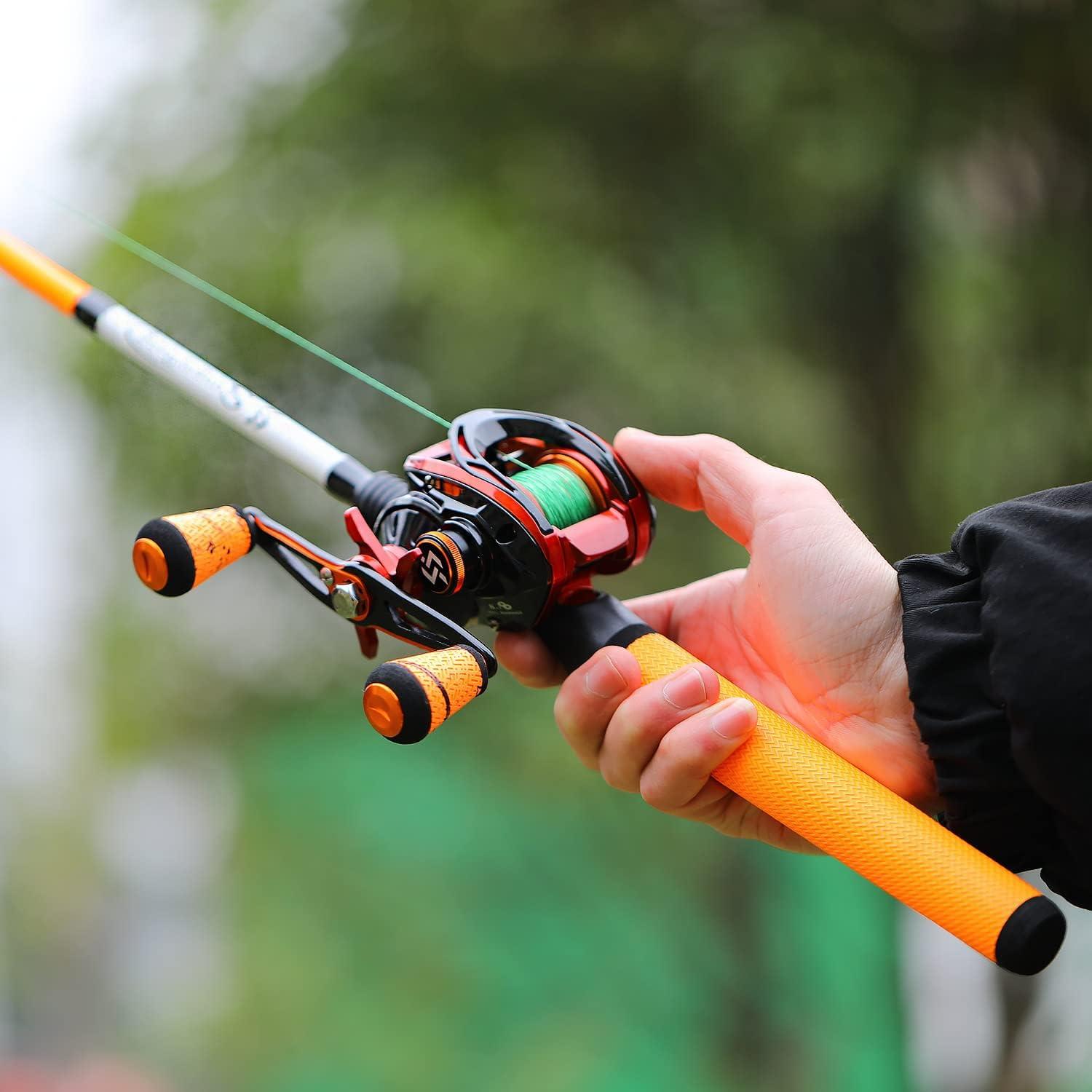 image:imageSougayilang Fishing Rod and Reel Combo Medium Fishing Pole with Casting Reel Baitcaster Combo SuperPolymer Handle6ft OrangeLeft Handed Casting Combo
