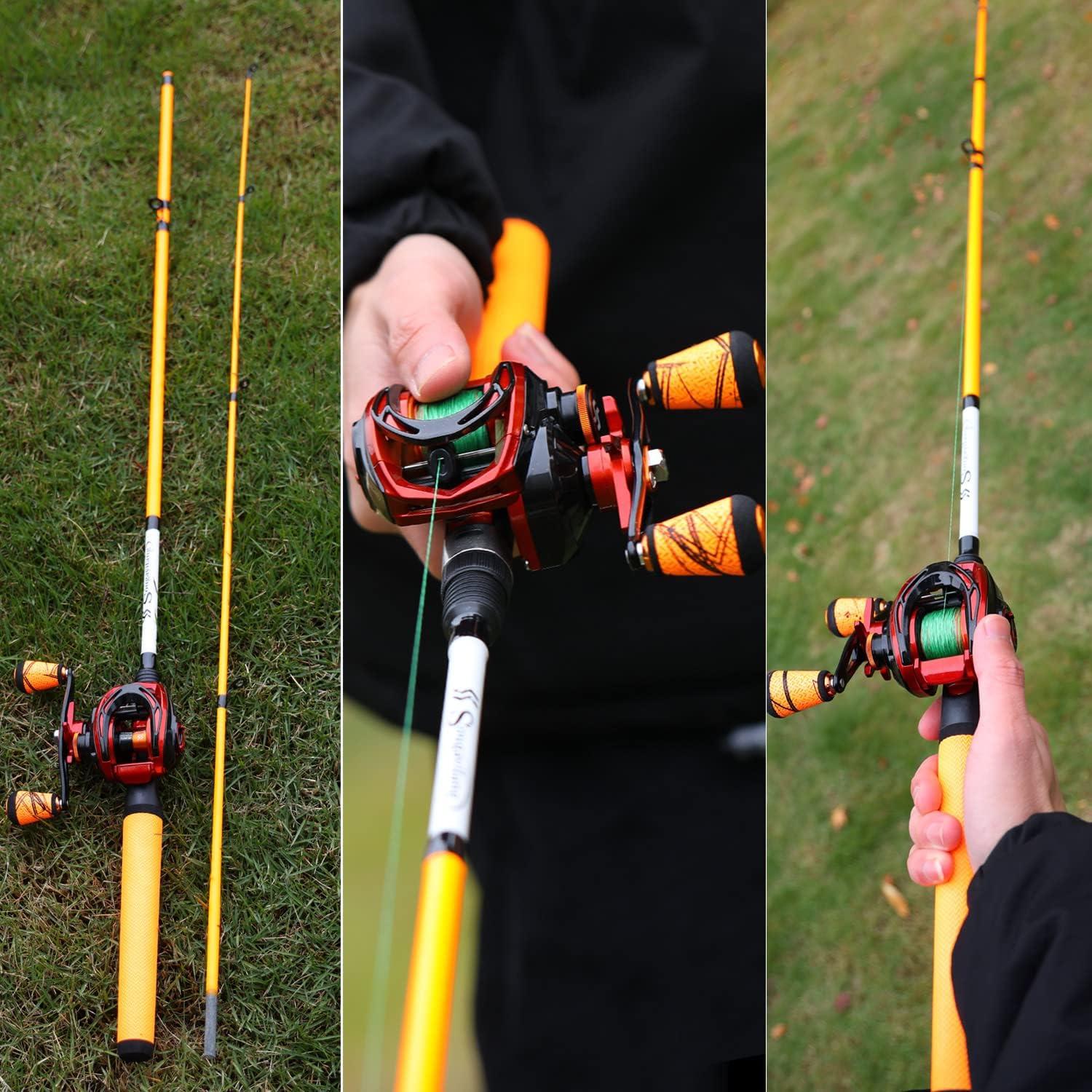 image:imageSougayilang Fishing Rod and Reel Combo Medium Fishing Pole with Casting Reel Baitcaster Combo SuperPolymer Handle6ft OrangeLeft Handed Casting Combo